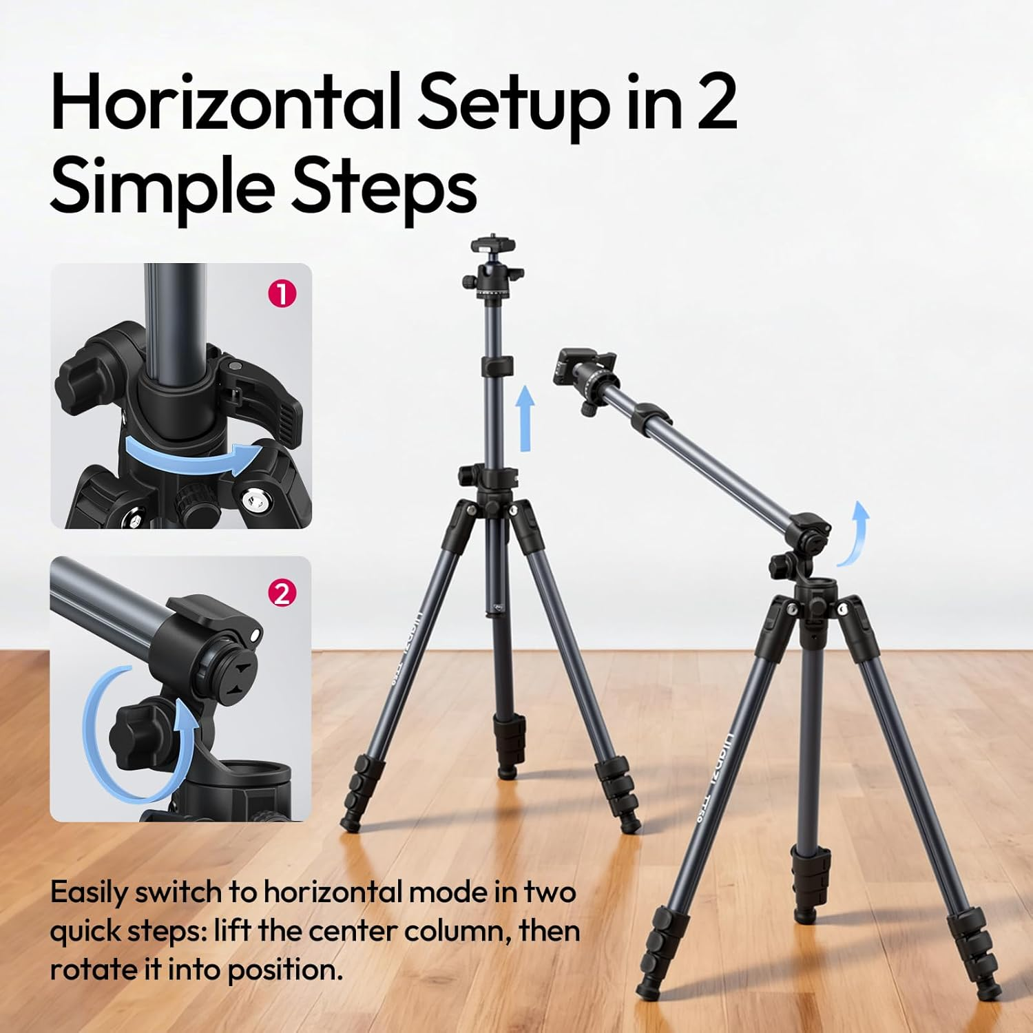 ULANZI TT59 Horizontal Overhead Camera Tripod, 175CM/68.9" Foldable Travel Tripod, Professional Photography Tripod Stand with Uka Quick Release Ball Head for Mirrorless Camera/Dslr/Camcorder image number 6