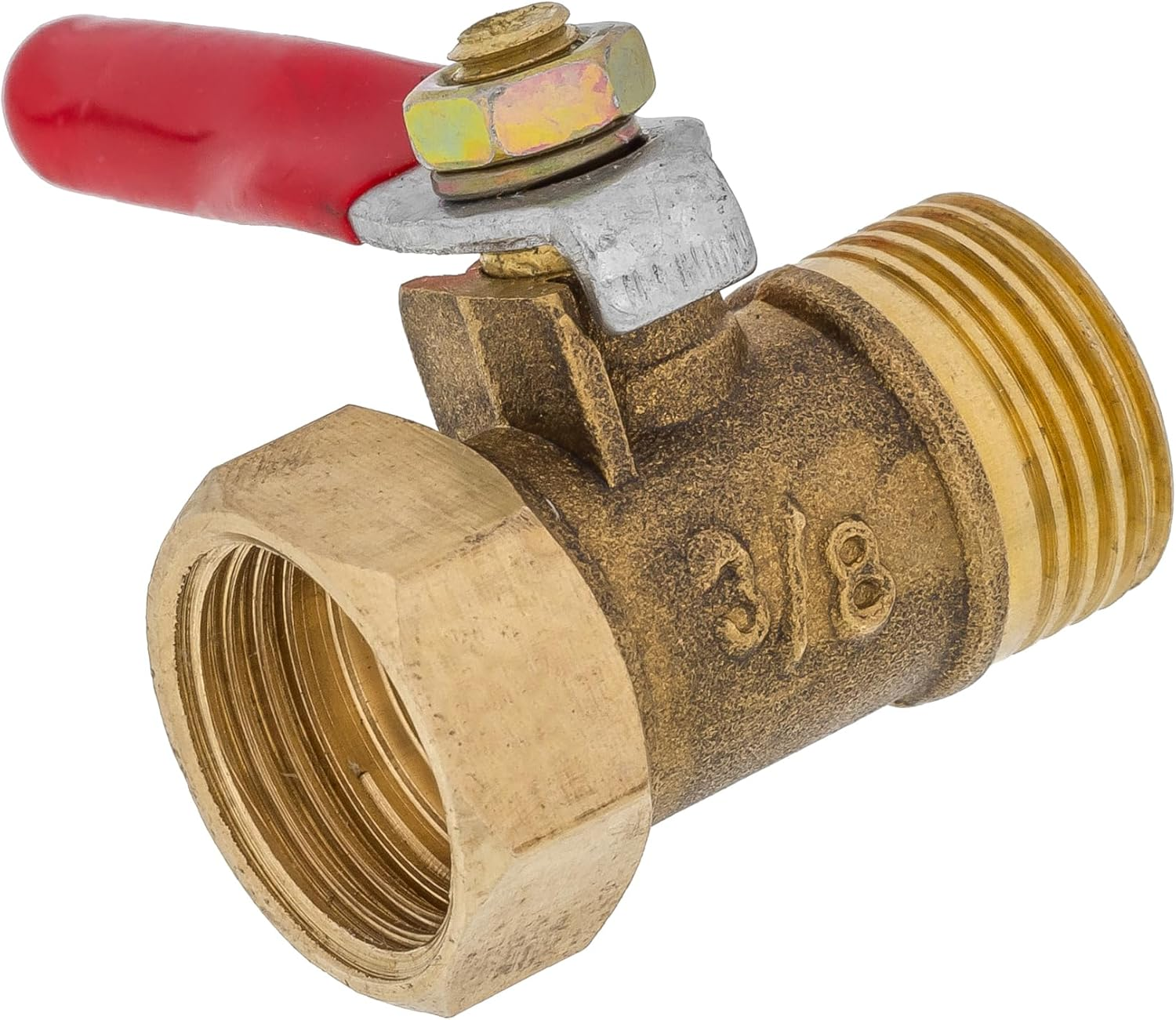 HALLMERS 3/8" BSP Male to 3/8" BSP Female Fitting Brass Inline Ball Valve with Lever Handle - Flow Control Durable Shut off Valve for Low Pressure Water Air Gas Fuel Line Tap Irrigation Applications image number 1