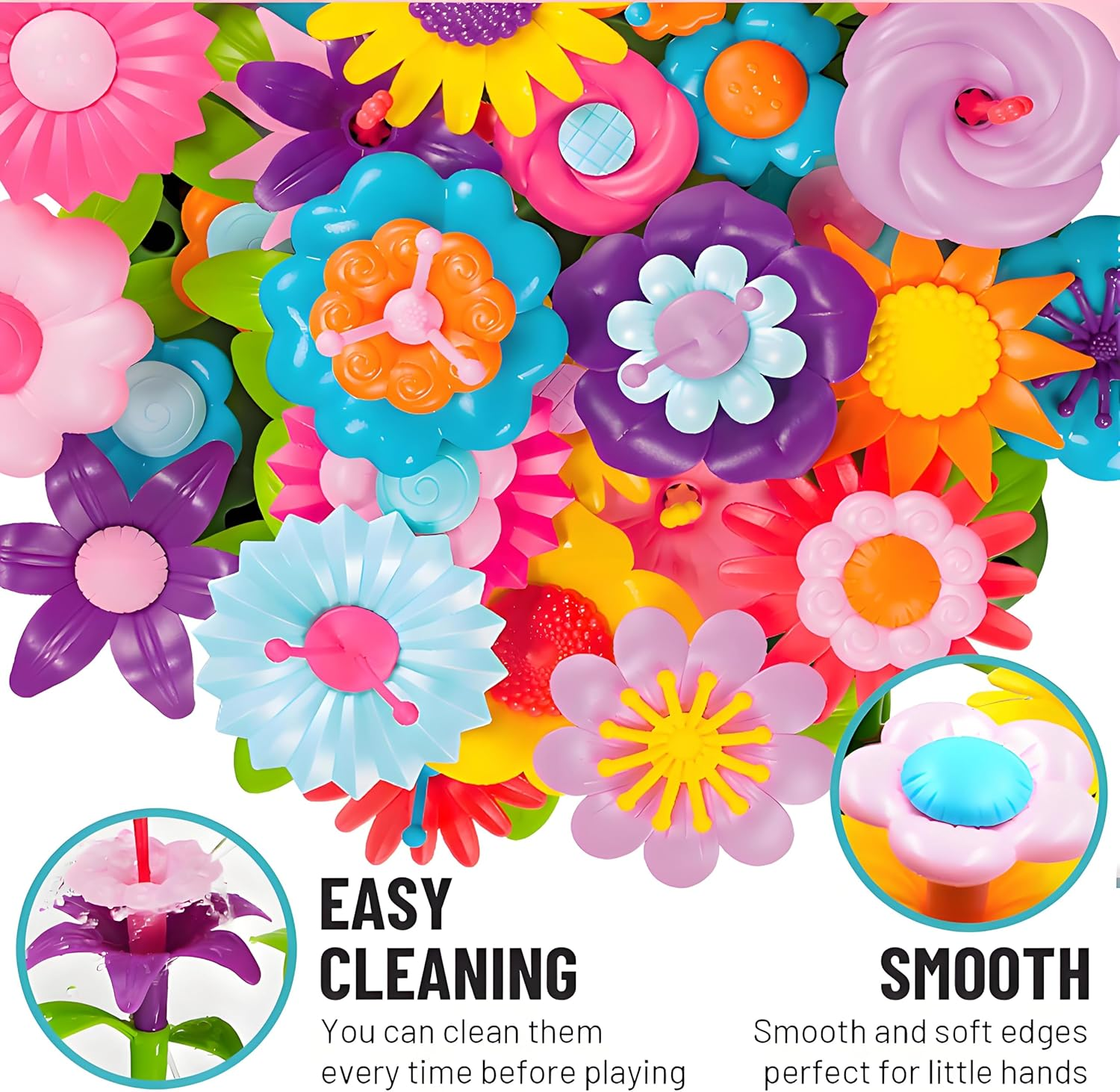 99Pcs Flower Garden Building Toys Set -Spring Toys for 3 4 5 6 7 8 9 Years Old Girls, STEM Montessori Educational Toys for Toddlers Kids,Sorting & Stacking Building Block for Birthday Gifts