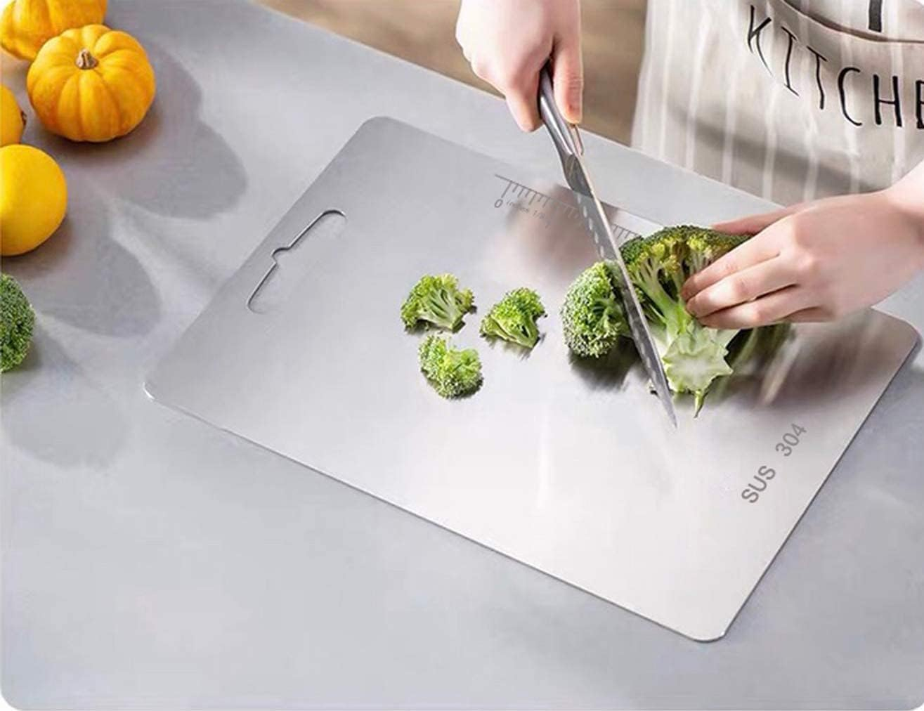 (23.6"X 19.3"And14.2" X 9.8") Extra Large Cutting Board 304 Stainless Steel，Chopping Board for Meat Vegetable Fruit Fish Cheese Kneading Rolling Bread Pizza Biscuits Dough (2Pcs)&hellip; image number 5