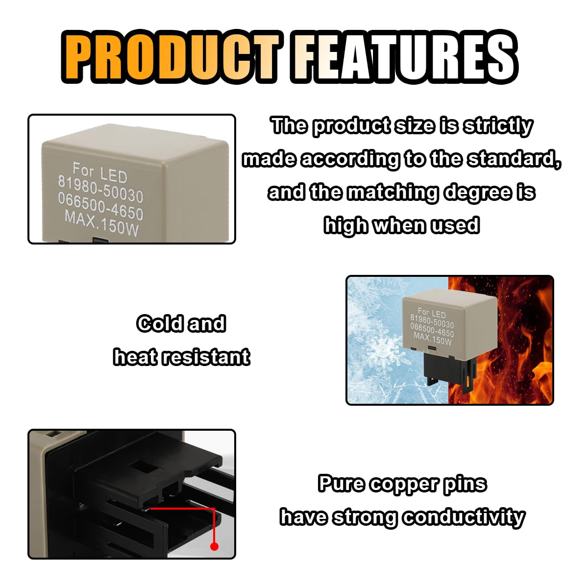 Car LED Flasher Assy Relay, 8 Pin LM449 81980-50030 066500-4650, Electronic Turn Signal Relay Repair Super Flash, Fit for Lexus Scion or Toyota Turn Signal Light Bulbs image number 1