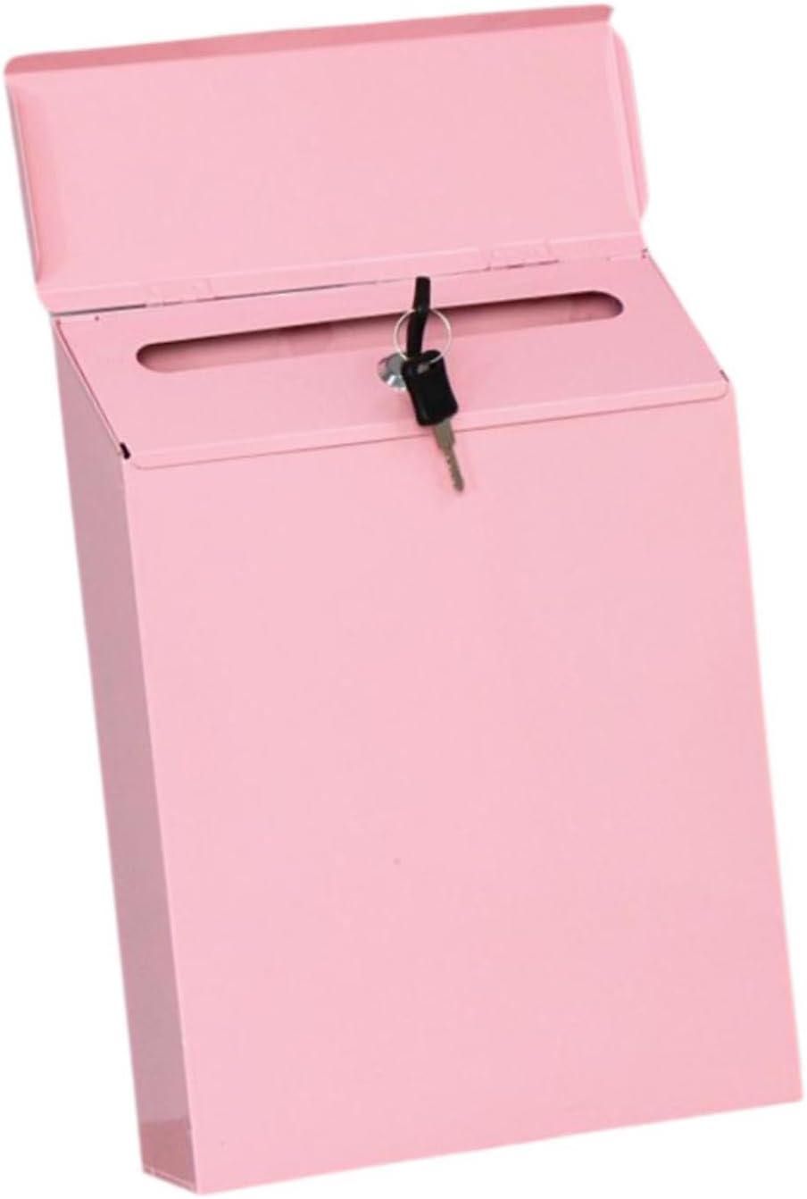 Perfk Wall Mounted Mailbox Letter Box Pink Easy to Use Sturdy Modern Practical Mail Box Drop Box for Porch Outdoor Front Door Gate image number 6