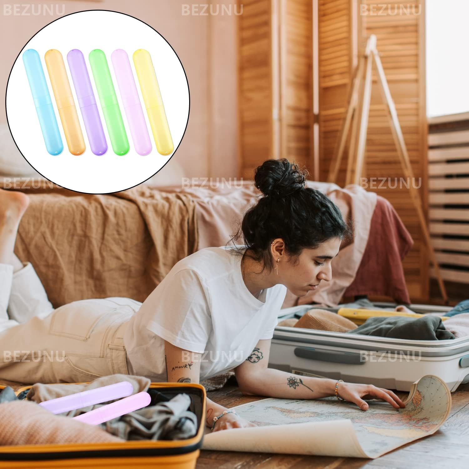 Travel Toothbrush Case, 6 Pcs Toothbrush Dust Cover Storage Box Toothbrushes Holder for Travel, Storage, Camping (6 Colors)