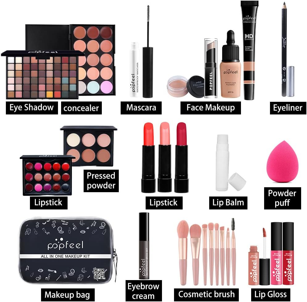 KARUIZI Makeup Kit All-In-One Makeup Gift Set for Women Full Kit, Eyeshadow Palette, Lip Gloss Set, Lipstick, Blush, Foundation, Concealer, Mascara, Eyebrow Pencil,Include Brush Set(Kit019) image number 2