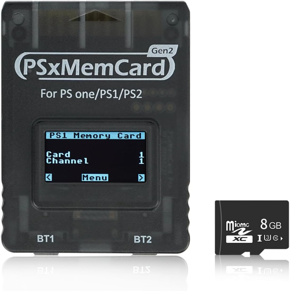 BITFUNX Psxmemcard Gen2 Memory Card - Supports Firmware Upgrade, Unlimited Storage and Sd2Psxtd, Includes a 8GB Microsd Card, High Speed Game Memory Card for PS2/PS1/PS One Console