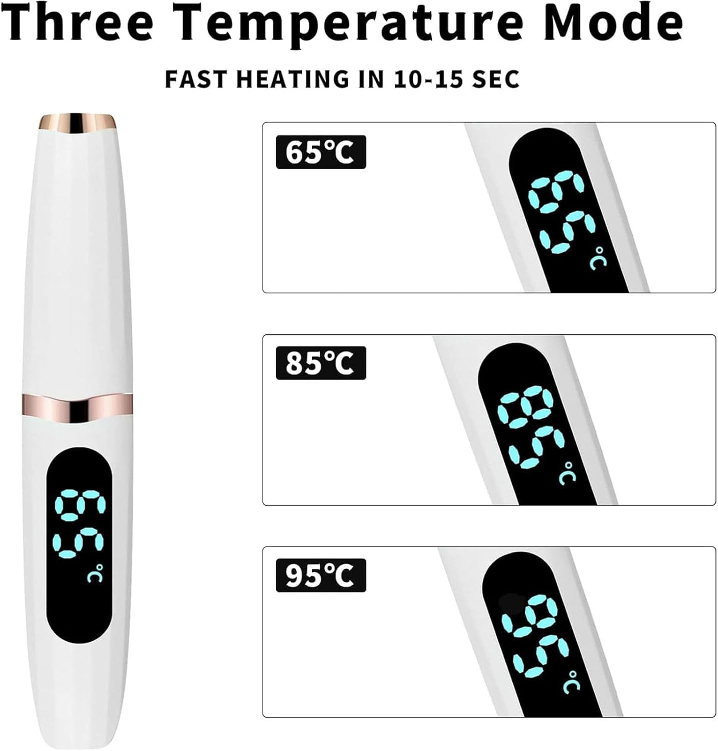 Heated Eyelash Curler, Electric Eyelash Curler with Comb 3 Temperature Settings for Achieving Natural Curl and Long-Lasting Lashes, Makeup Tool for Women, White image number 5