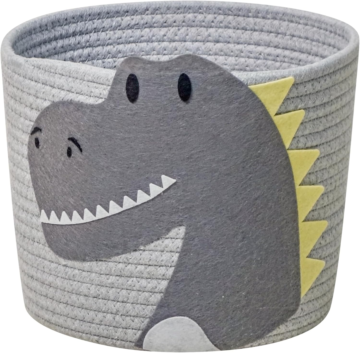 T&T Homewares - Small Woven Cotton Rope Storage Basket, Collapsible Organizer Basket, Laundry Basket Organizer for Toys, Nursery Organizer for Toy Storage Bin - D25Xh20 (Grey Dinosaur) image number 4