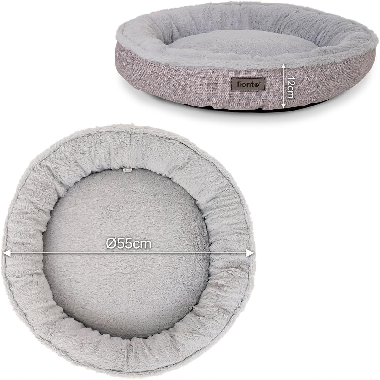 Lionto DB00280 round Dog Bed Dog Sofa Cat Bed Donut (S) 55 Cm S Grey 700 G