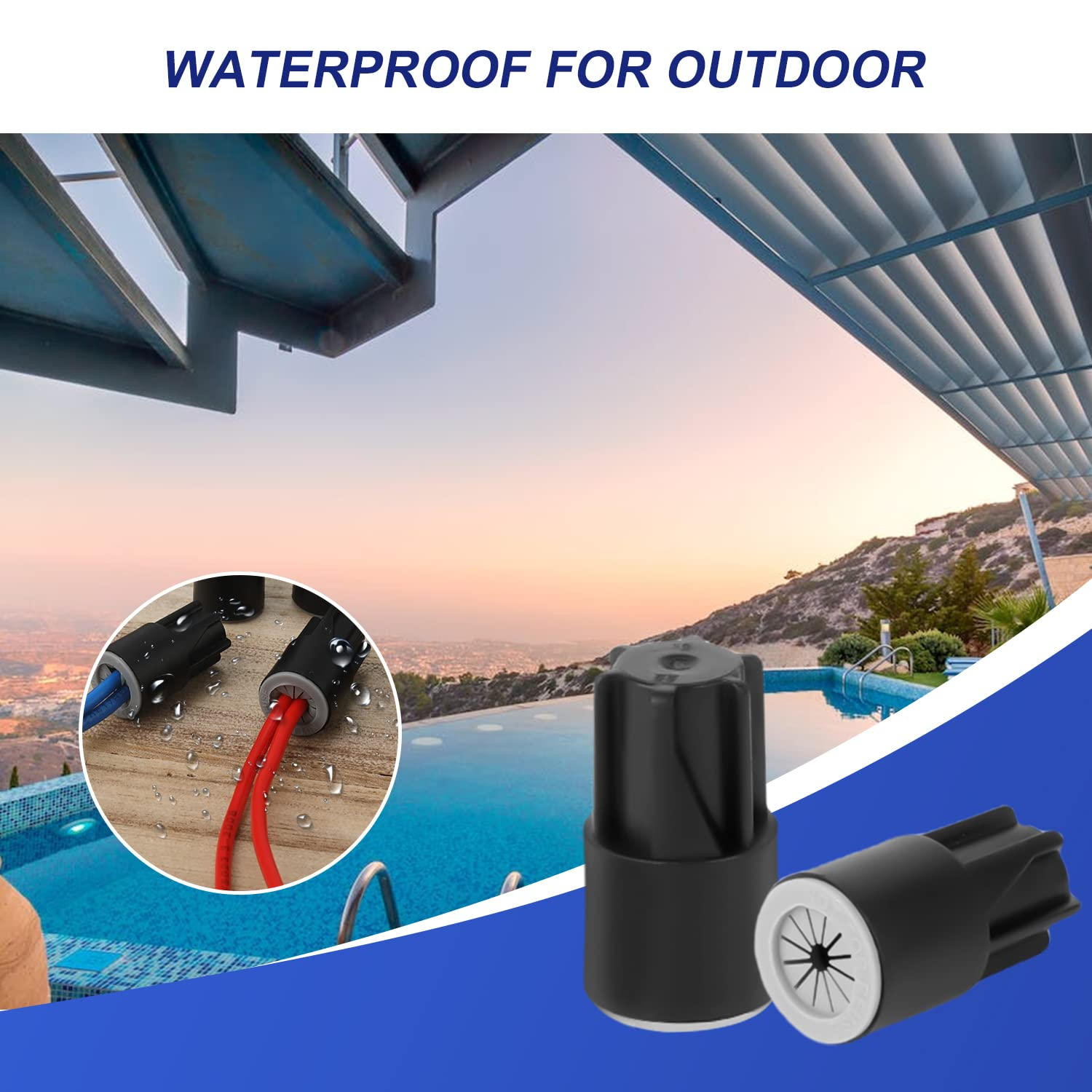 50Pcs Waterproof Wire Nuts, 12X22Mm Outdoor Electric Wire Connectors Landscape Wire Contact Electric Nuts Capsules for Sprinkler Led Landscape Light Irrigation Valves (Black) image number 5