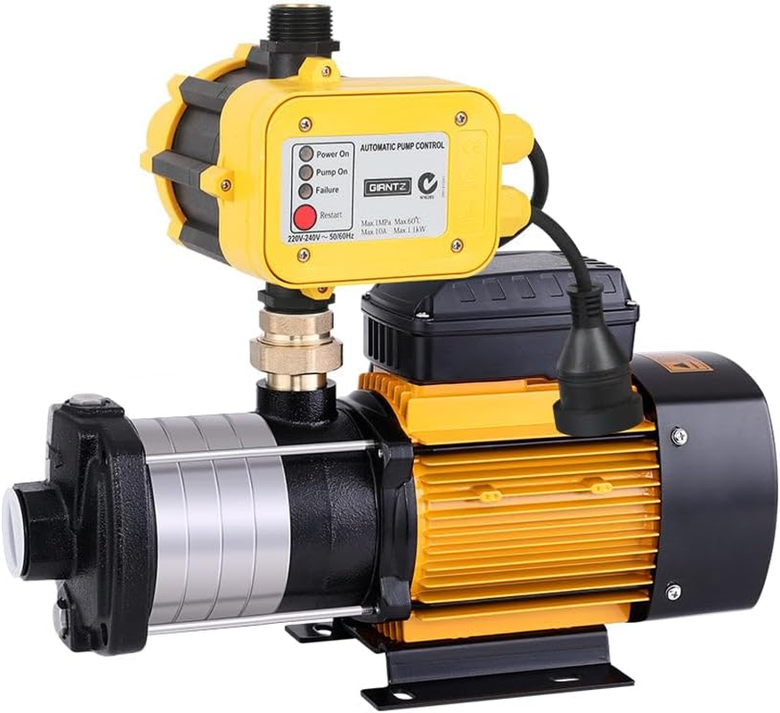Giantz Water Pump, 2000W Max. Electric High Pressure Garden Pumps Controller Irrigation for Pool Pond Rain Tank Home Farm Clean, Multi Stage Fully Automatic Anti-Rust Black Yellow image number 2