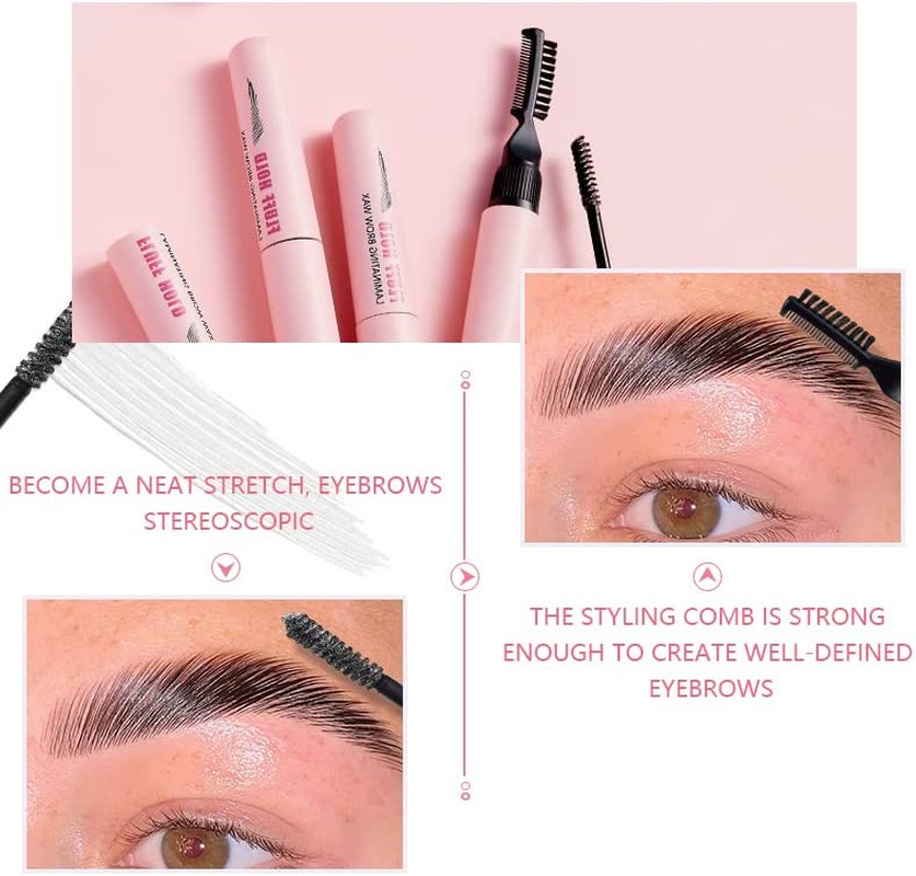Eyebrow Gel Brow Styling Gel for Feathered & Fluffy Brows Clear Brow Gel No Sticky Long Lasting Eyebrow Setting Gel Healthy Waterproof Eyebrow Gel Brow Lamination Effect Women Men Home Use Makeup (Type A) image number 2