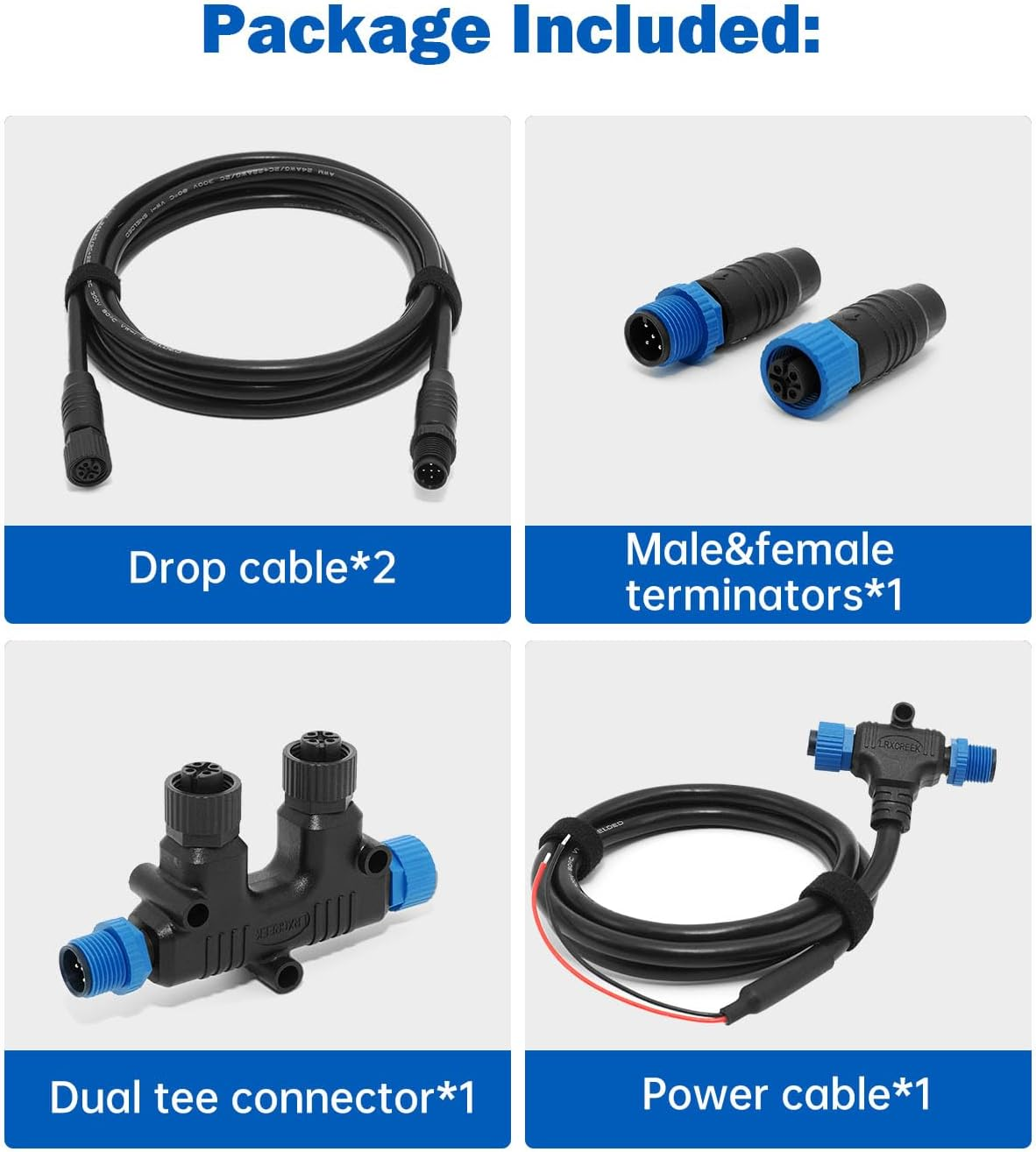 NMEA 2000 Starter Kit Marine NMEA 2K Network Accessories for GPS, Automotive, Boat, Marine Grade NMEA 2000 Backbone Cables Drop Cables Tees Terminators (Dual Device) image number 1