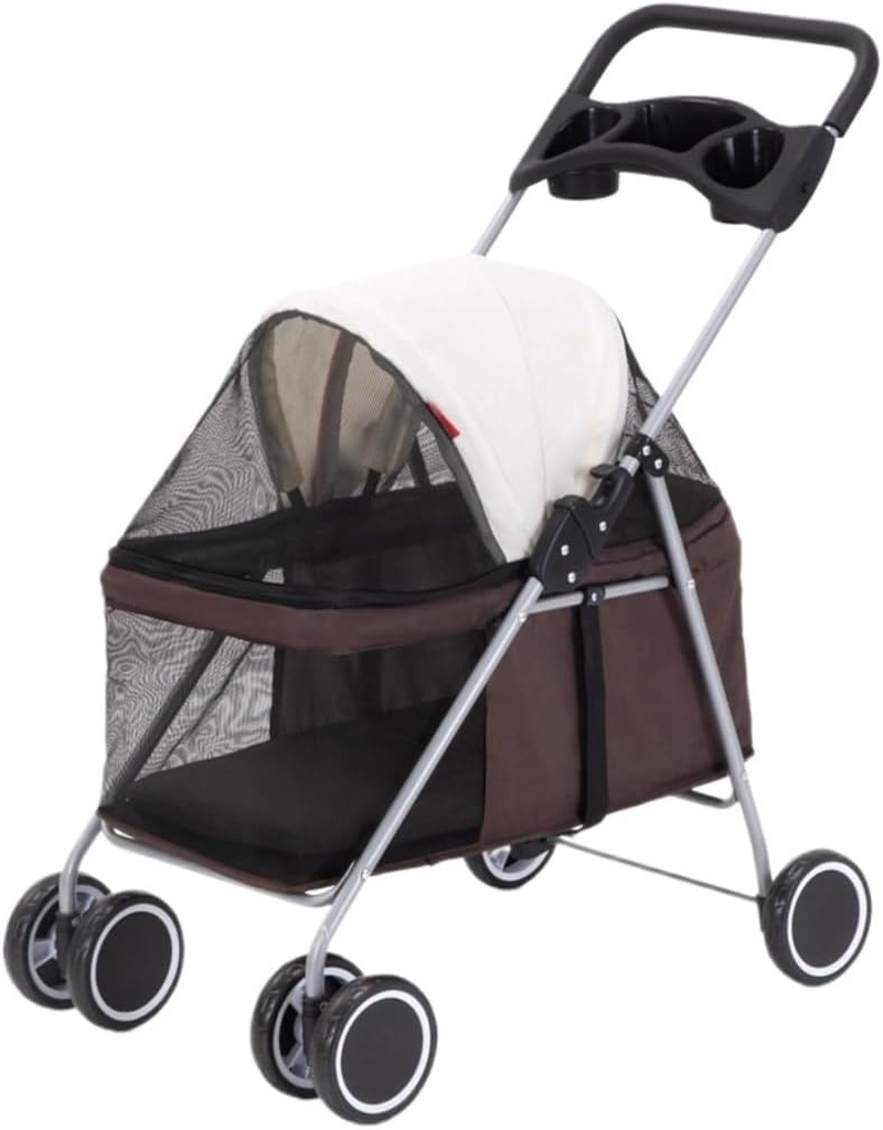 Pet Stroller Dog Stroller Cat Stroller Pet Cat Dog Stroller Travel Carrier with Cup Holders, 22Lbs Capacity Folding Strolling Cart Dog Pram Dog Cat(Color:C)