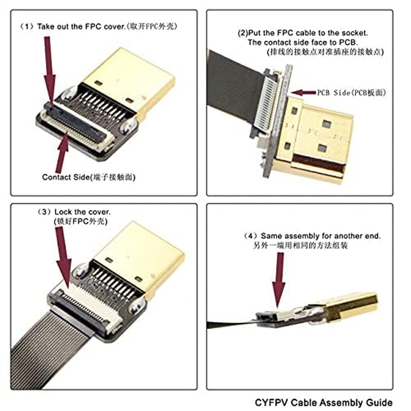 NFHK CYFPV Dual 90 Degree Right-Up Angled HDMI Type a Male to Male HDTV FPC Flat Cable for FPV HDTV Multicopter Aerial Photography 20CM image number 5