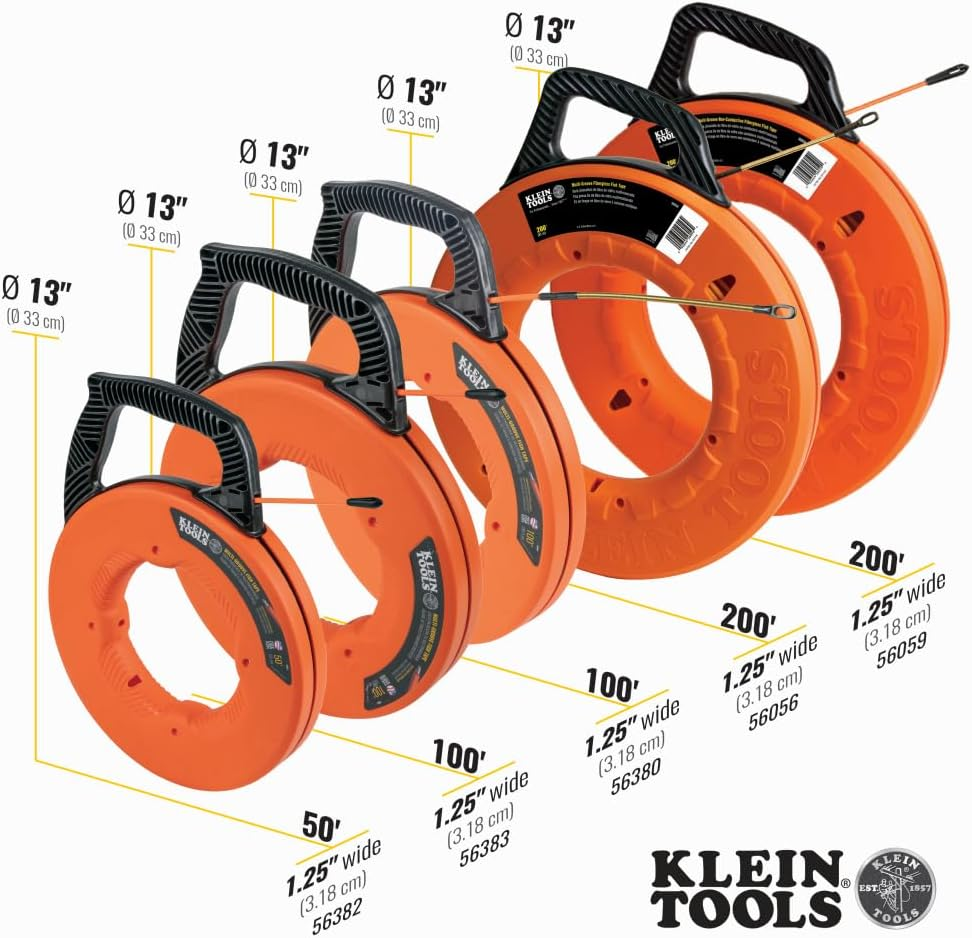 Klein Tools A-56382 Multi-Groove Fiberglass Fish Tape with Nylon Tip, 50-Foot image number 5