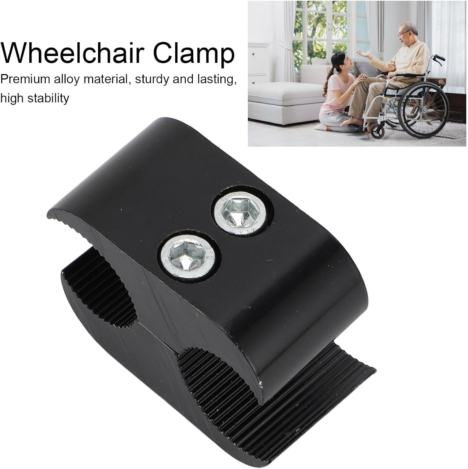 Wheelchair Pipe Clamp Multi Purpose Sturdy Alloy Wheelchair Umbrella Stand Footrest Accessory Clamp for Elderly Disabled Patients image number 2