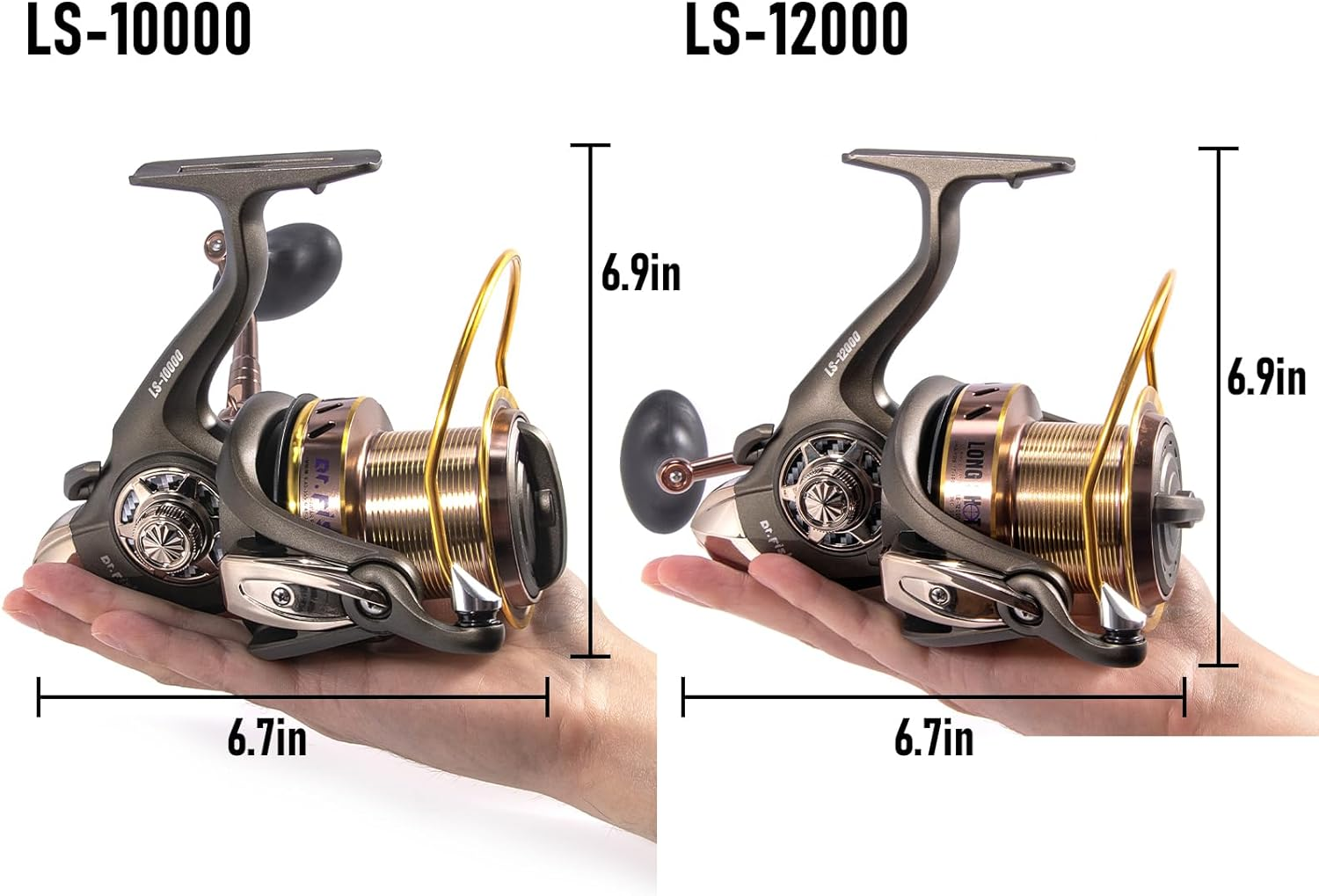 Dr.Fish Saltwater 10000/12000 Spinning Reel Surf Fishing Heavy Duty Long Casting Ultra High Capacity Offshore 13+1 BB image number 3