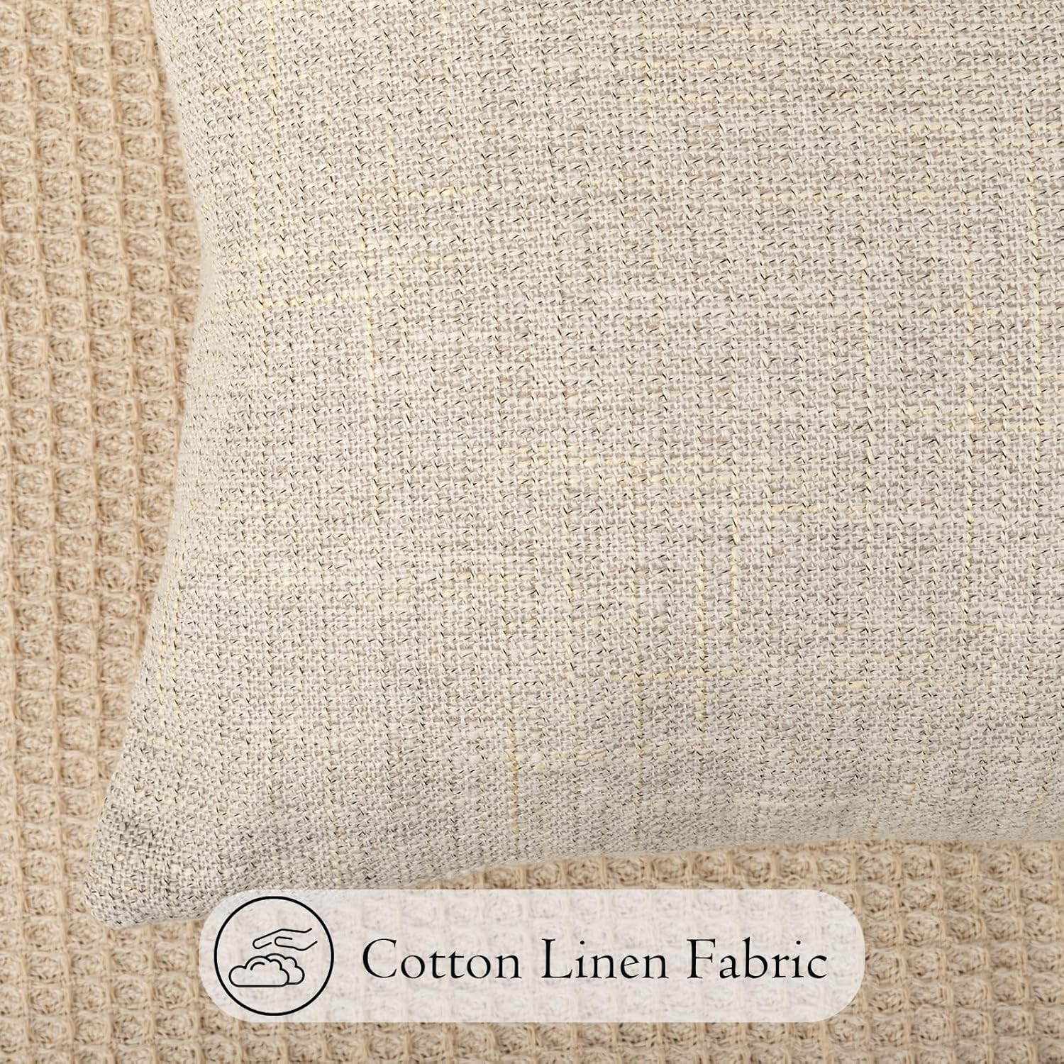 Joralion Natural Cotton Linen Throw Pillow Cover 12X24 Inch, Oatmeal Decorative Accent Pillowcase Farmhouse Cushion Case Home Decor for Couch Sofa Bed Living Room, Pack of 1 (Cover Only) image number 6