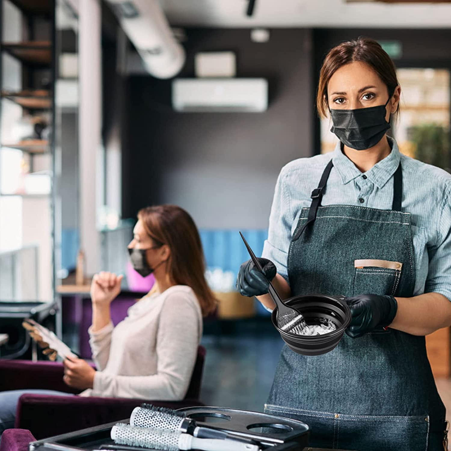 Xarchy Hair Dye Brush and Bowl Set, 12 Pcs Hair Coloring Applicator- Hair Color Mixing Bowls, Hair Dye Brush, Coloring Applicator Brushes, Ear Cover, Hair Clips, for Hair Coloring Hair Bleaching Tools image number 2