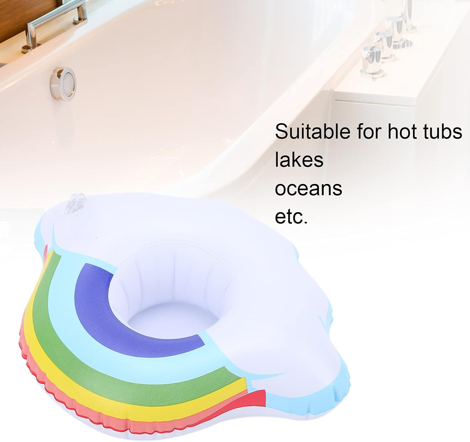 Inflatable Drink Holder, Cloud and Rinbow Inflatable Cup Holders Super Stable Portable for Hot Tubs for Pool Party image number 2