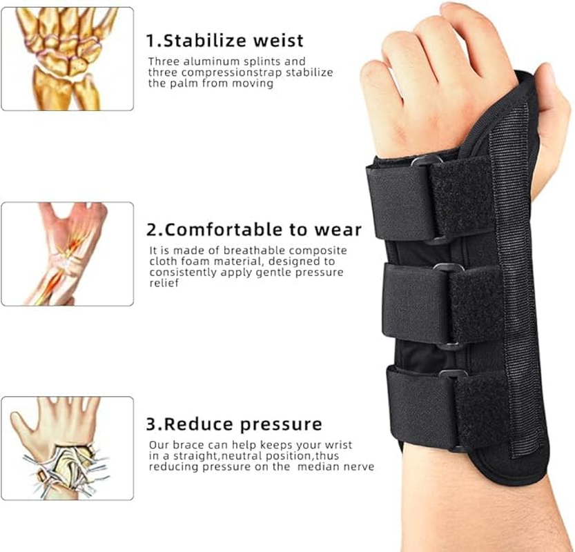 Carpal Tunnel Splint, Night Sleep Wrist Brace Adjustable Arm Hand Support for Tendonitis, Arthritis,Injuries,Wrist Pain,Sprain (Left Hand) - Life image number 4