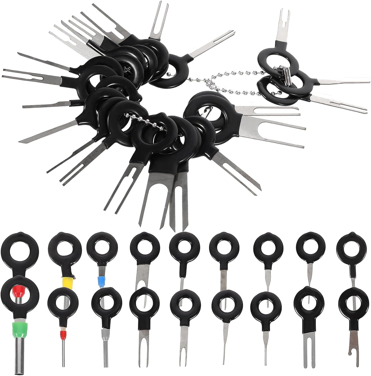 CVUTOVO 39Pcs Car Terminal Removal Tool with Connector Pin Release Puller Metal Plastic Construction Easy Wire Harness Repair for Automotive Electrical Crimp Connector Maintenance image number 4