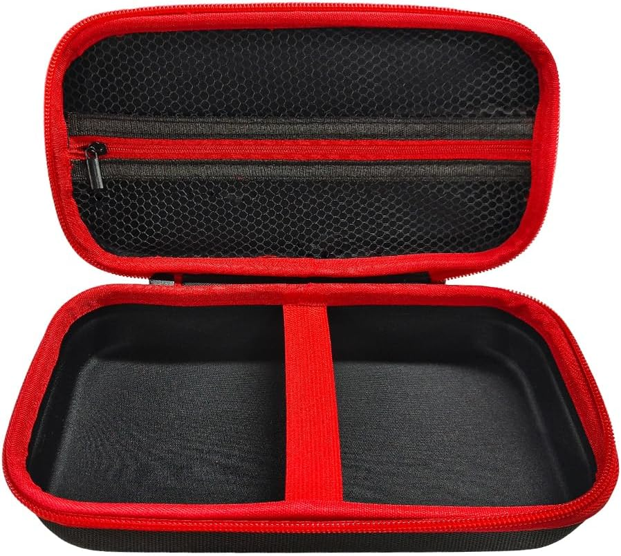 Tire Inflator Portable Air Compressor Case, 120 PSI Air Pump Storage Box for USB Cable Connector Accessories, Hard Carrying Case Compatible with Most Handheld Tire Inflators (Red)