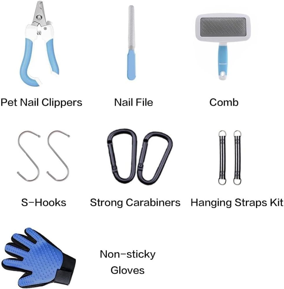 MTSDM Dog Grooming Hammock, 11Pcs Breathable Pet Hanging Harness Set, Dog Trimming Sling Holder Helper with Nail Clipper, Nail File, Glove, Hair Comb for Cat/Dog Nail, Trimming Cleaning Shaving Hair image number 4