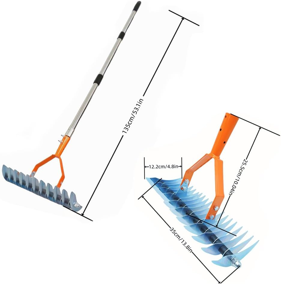 HPAMR Thatch Rake, Dethatcher Rakes, Dead Grass Remover, Versatile Grass Grooming Removers, Robust Dethatcher, Scarifier Rakes, Efficient Steel Metal Thatching Rake image number 5