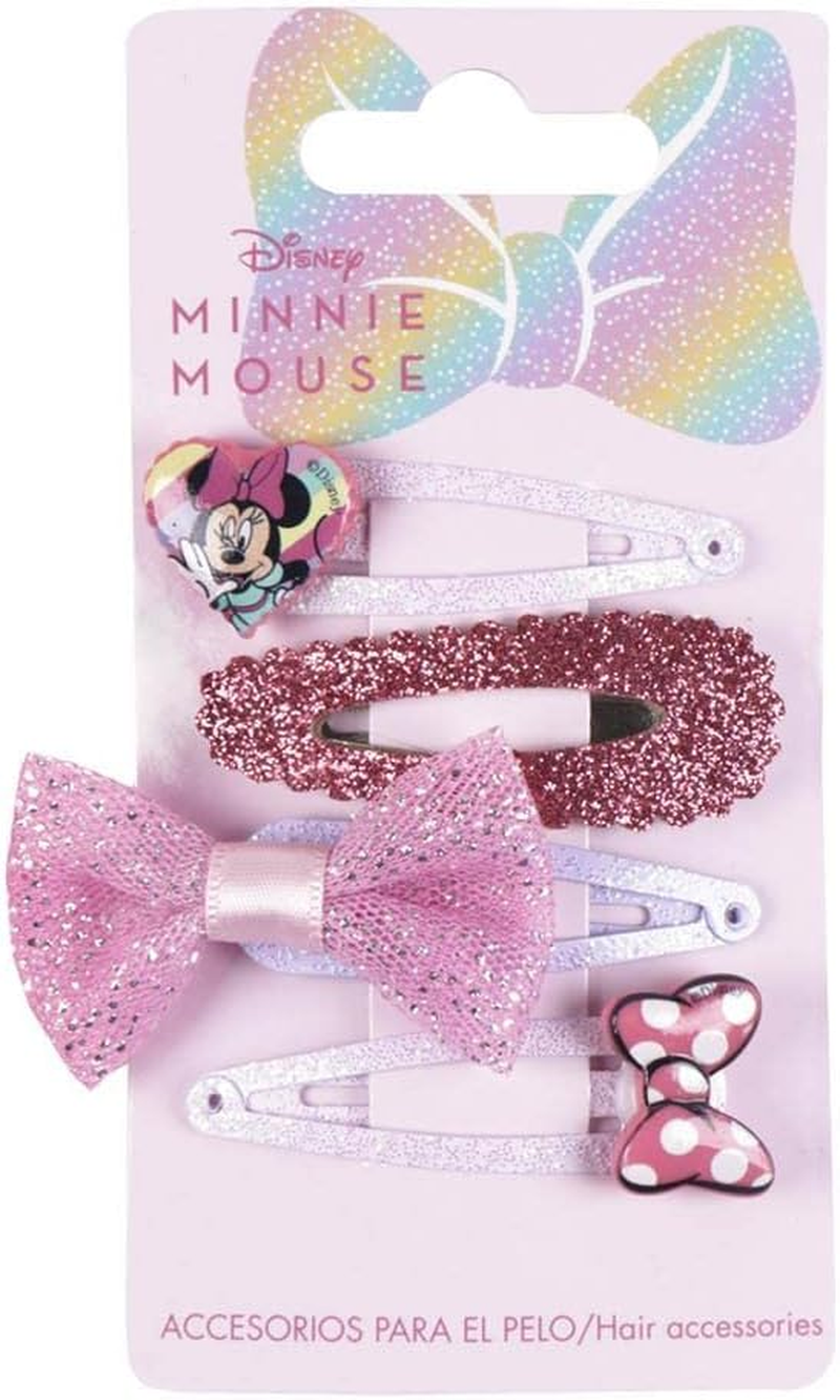 Minnie Mouse Pink Hair Clips Ideal for Hair Decorating with Bow on Top and Glitter Original Product Designed in Spain image number 2