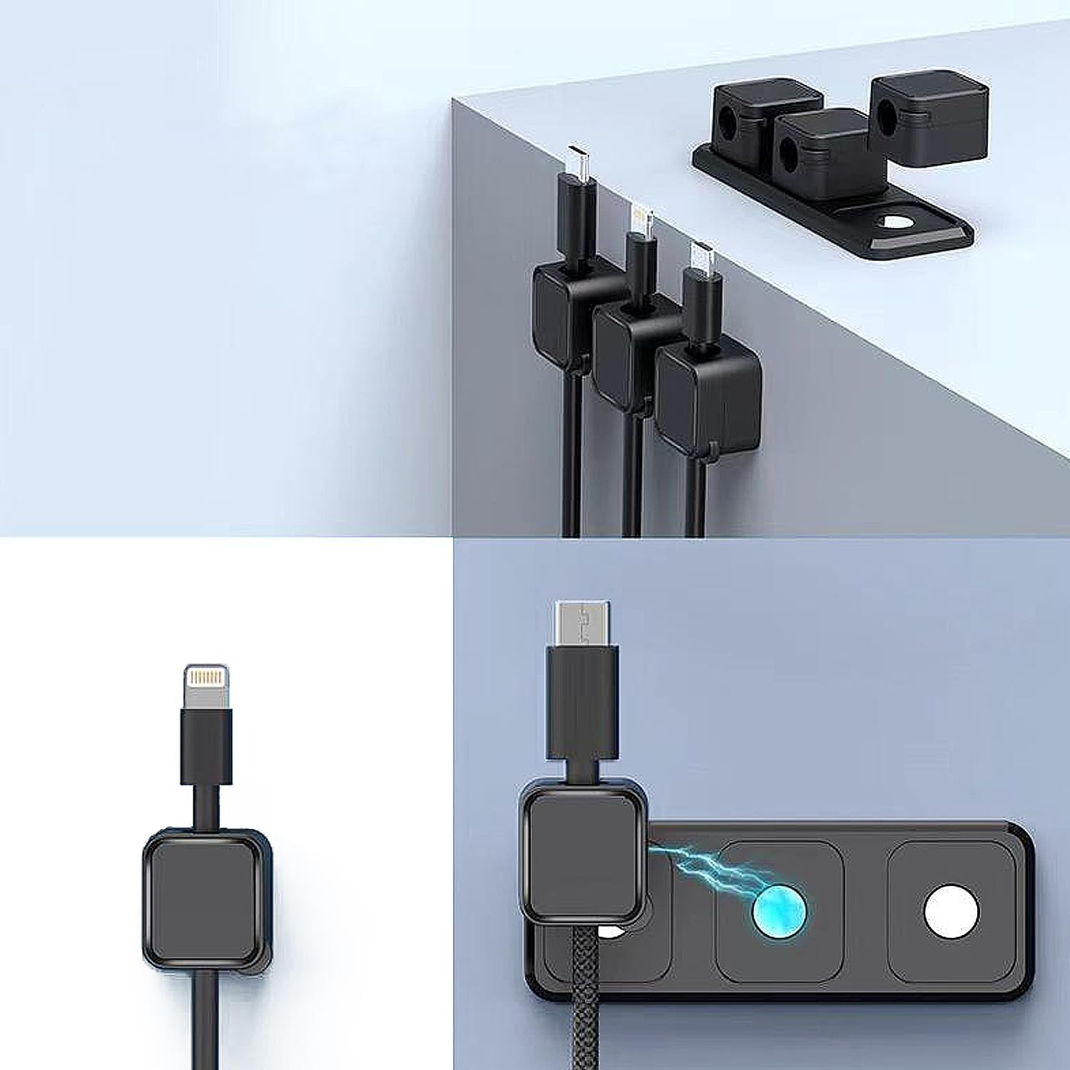 YANGGU WU Magnetic Cord Organizer,Cable Smooth Adjustable Easy Secure Cable Management, Organize Phone USB Charger Cable for Home,Office,Car,Desk,Nightstand image number 6