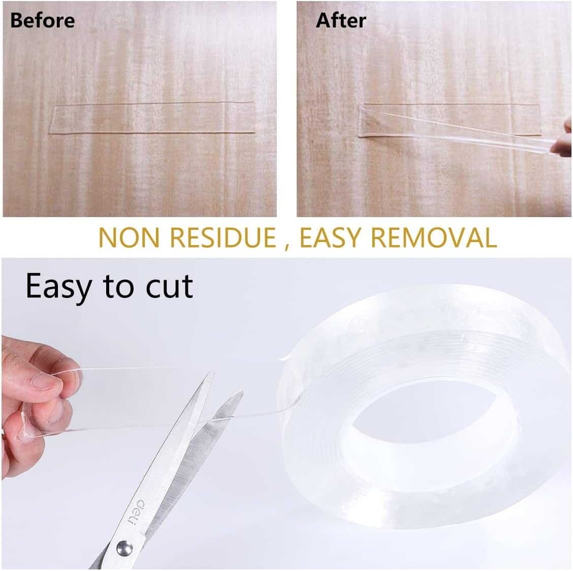Self Adhesive Traceless Double Sided Nano Tape Waterproof Transparent Wall Stickers Heat Resistance Bathroom Home Decoration (Color : 5M, Size : 30Mm) image number 5
