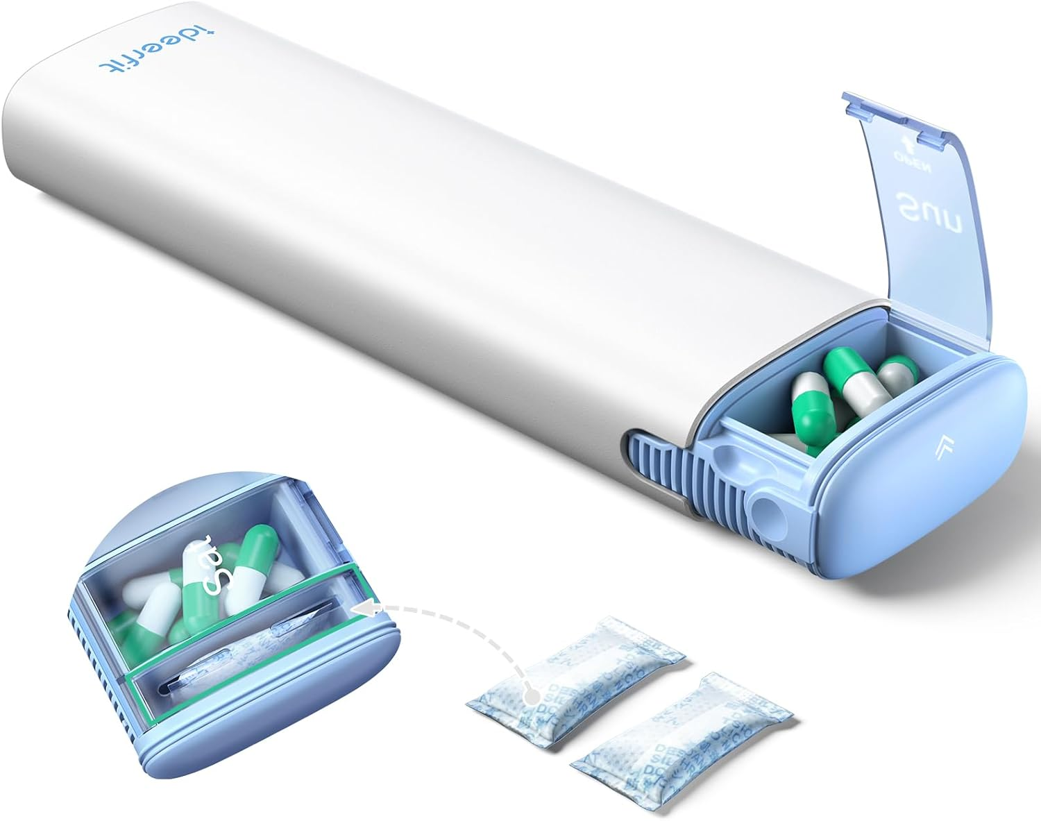 Weekly Travel Pill Organizer,Ideerfit Small Pill Box 7 Day,Portable Pill Case,Daily Medicine Box,Drawer Design Pill Container for Medication, Vitamins, Fish Oils, Supplements,Pink