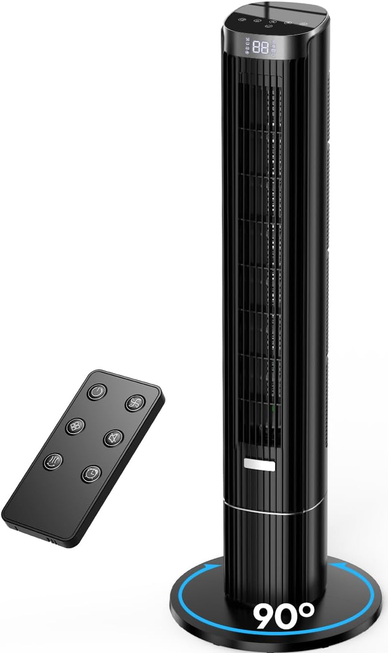 COOLECH 110CM Bladeless Tower Fans W/4 Speeds & 4 Modes, Remote Control, 25Db Quiet for Sleep, 90&deg; Oscillating, 12 Timer, 8.5M/S, Cover up to 25㎡, Display Auto-Off, 60W Cooling Fan for Room Bedroom image number 3