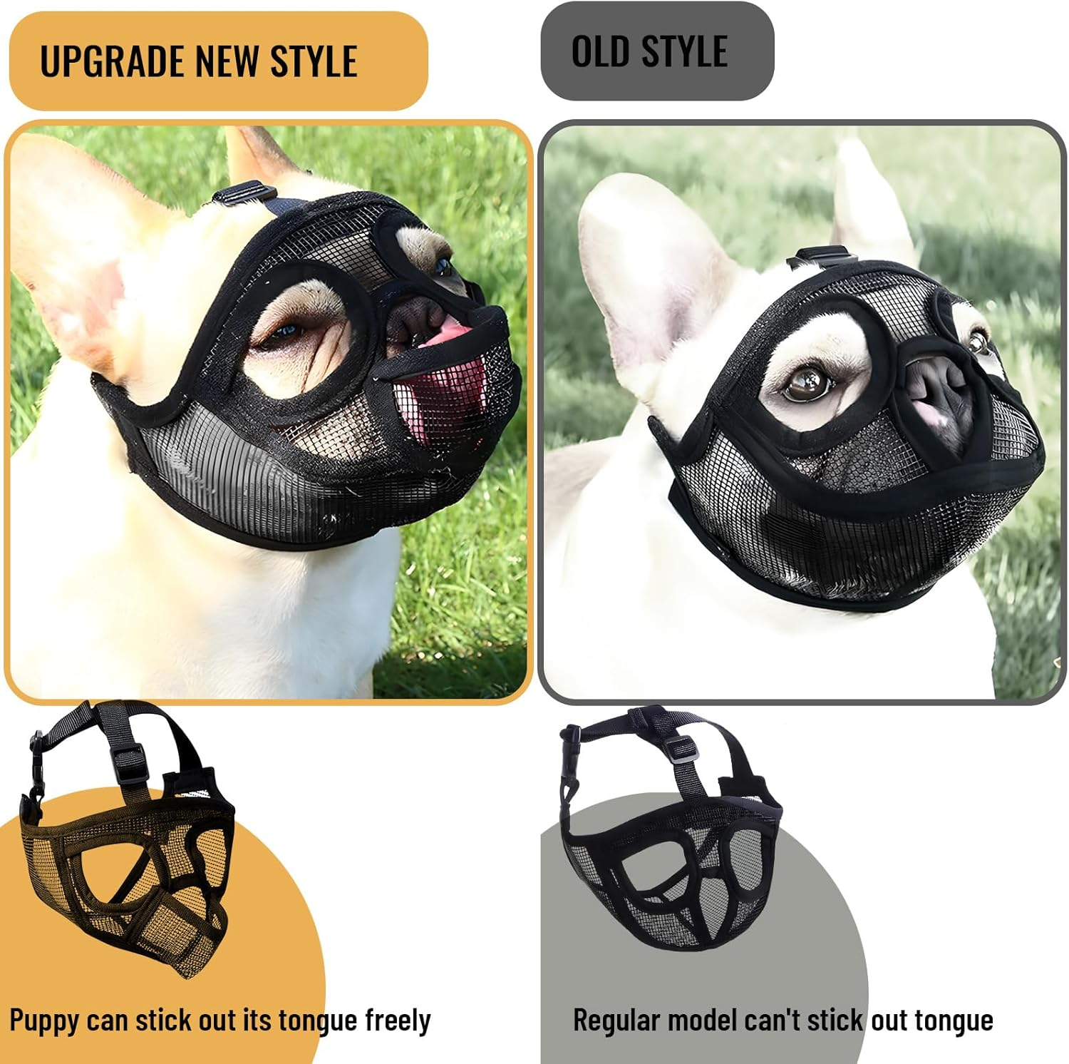 French Bulldog Muzzle, Mesh Dog Muzzle for French Bulldog, German Shepherd and Dogue De Bordeaux (Black, S) image number 1
