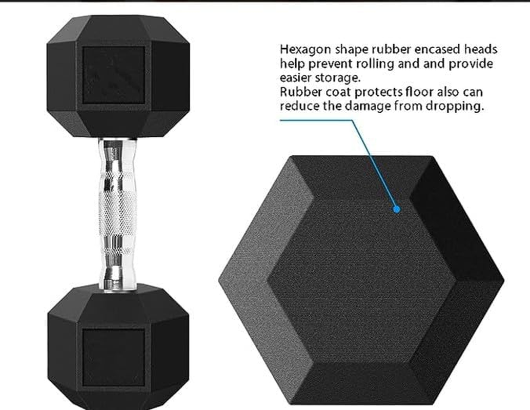Hex Dumbbell Premium Rubber Encased Fitness Dumbbells, Hand Weight (2.5Kg,5Kg,7Kg,7.5Kg,8Kg,10Kg,15Kg,17.5Kg,20Kg),Black with Steel Chrome, Weightlifting, Hexagon Dumbbell