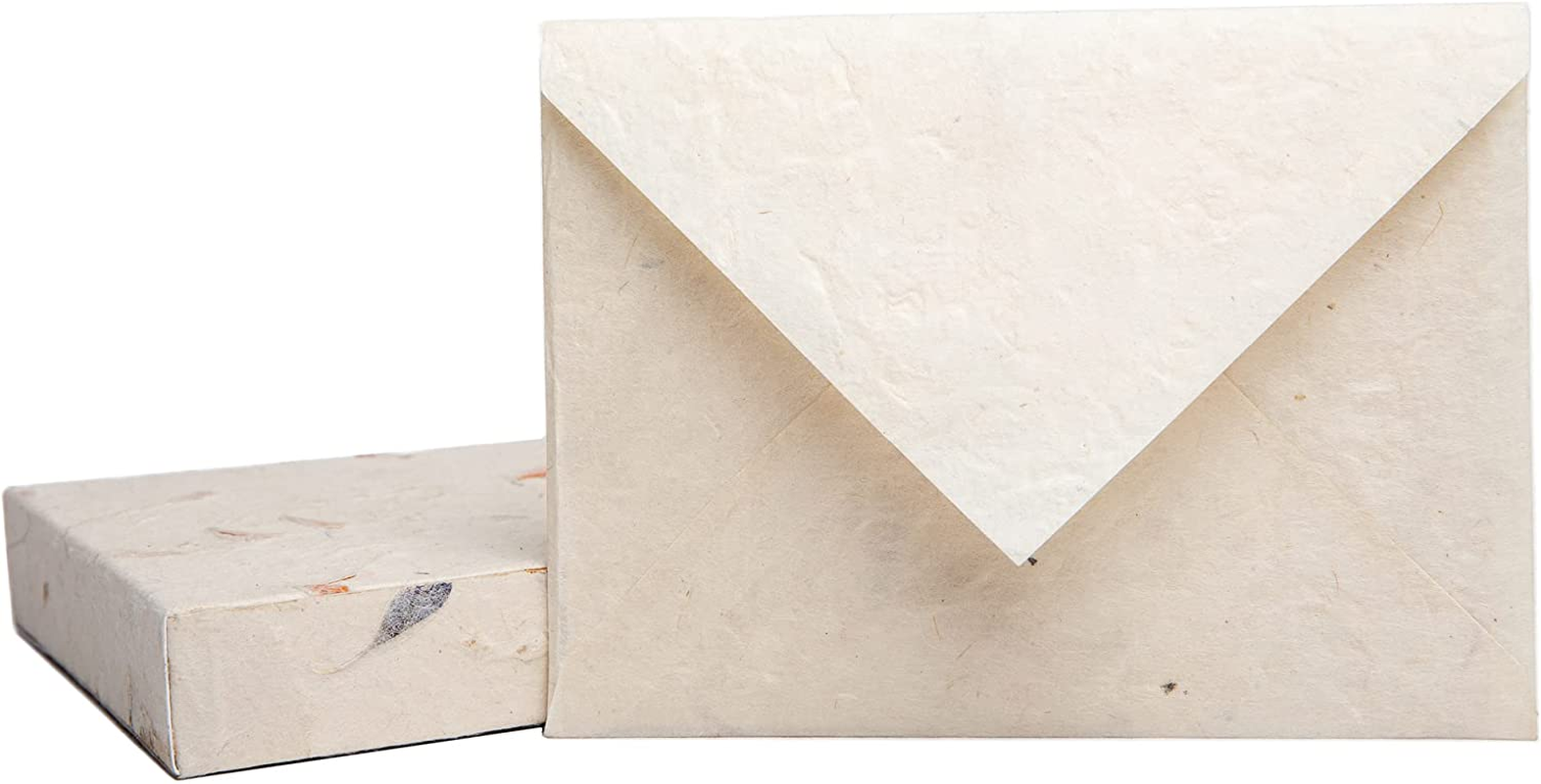 HIMALAYAN BAZAAR Lokta Paper Greeting Cards and Envelope Set - Ecofriendly Stationary Blank Note Cards | All Occasion Greeting Cards | Handmade in Nepal - Off-White image number 3