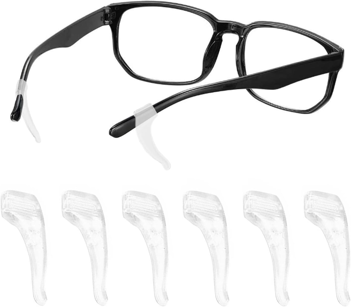 3 Pairs Anti-Slip Glasses Ear Grip, Premium Silicone Eyeglass Ear Grips, Safety Eyewear Retainers for Sunglasses, Spectacles, Presbyopia Glasses, Reading Glasses and Sports Glasses