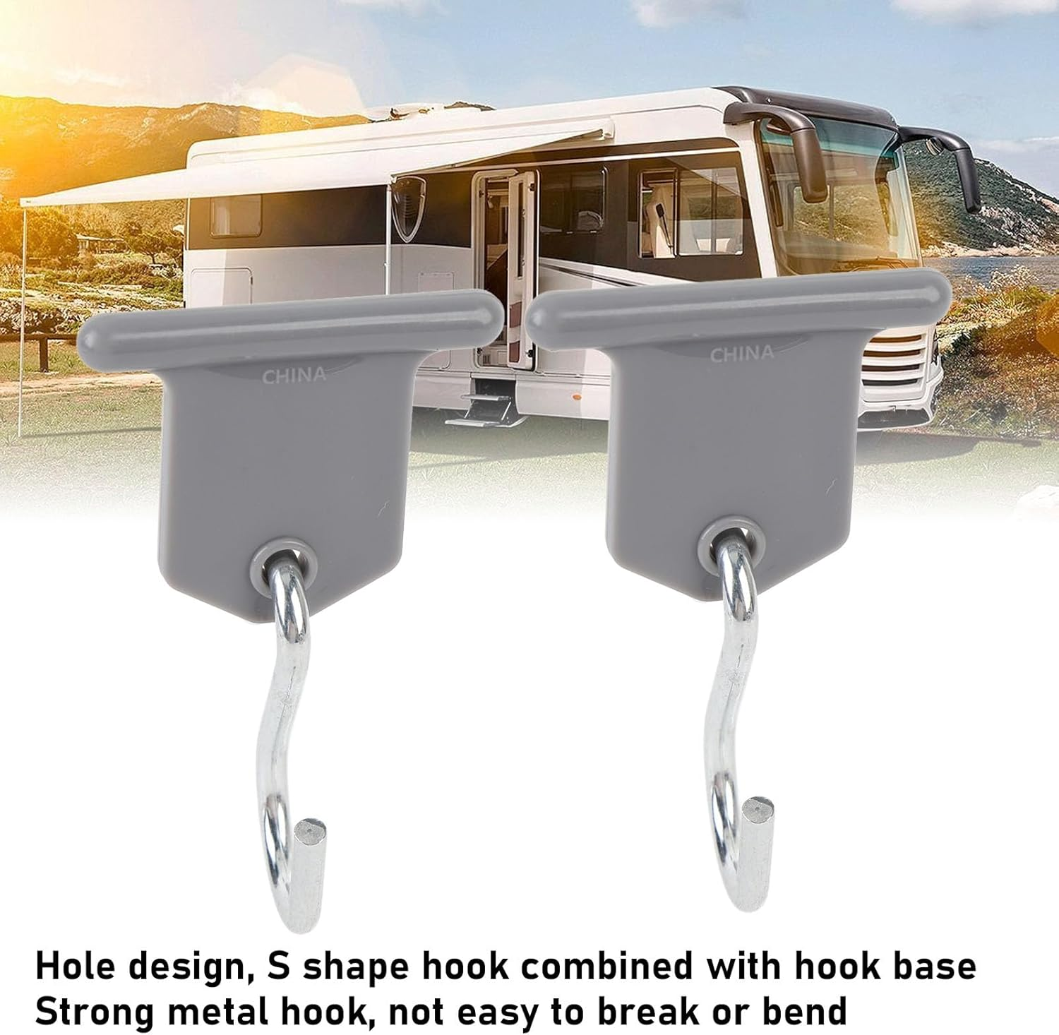 Universal RV Awning Light Clips for RV, 8PCS RV Awning Hooks and Hangers Set, Easy Install, Load Capacity 15Lbs, for Outdoor Living Space Organization, Camping Decor image number 1