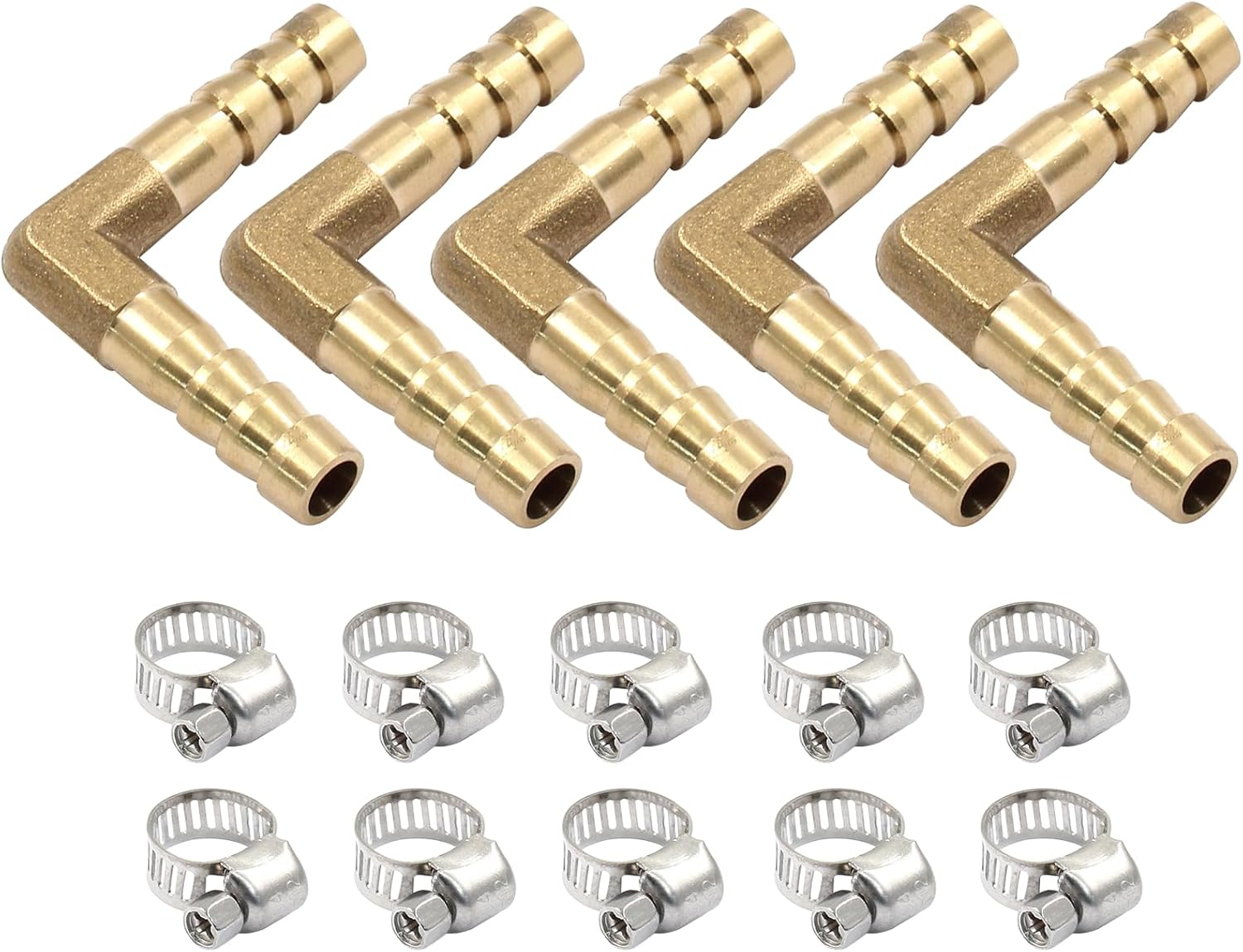 Hordion 2PCS 1/2" Hose Barb Fitting 90 Degree Elbow Connector, Right Angle Brass Barbed Fitting for Water Fuel Air