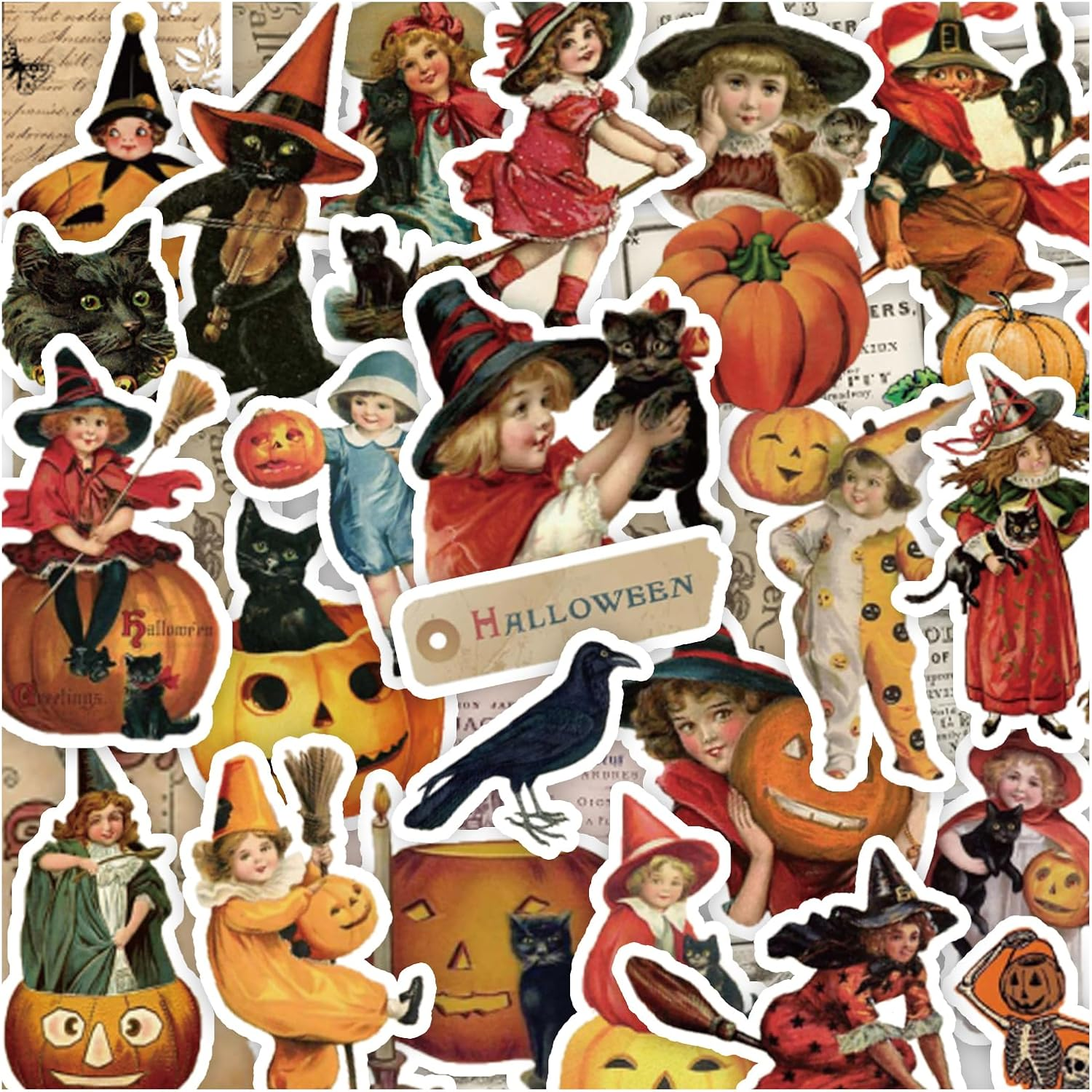 100 Pcs Christmas Stickers Non-Repeating Retro Santa Claus Stickers Christmas Decoration,Waterproof Holiday Sticker for Scrapbook,Cards,Junk Journals, Laptop,Water Bottles (Santa 100 Pcs)