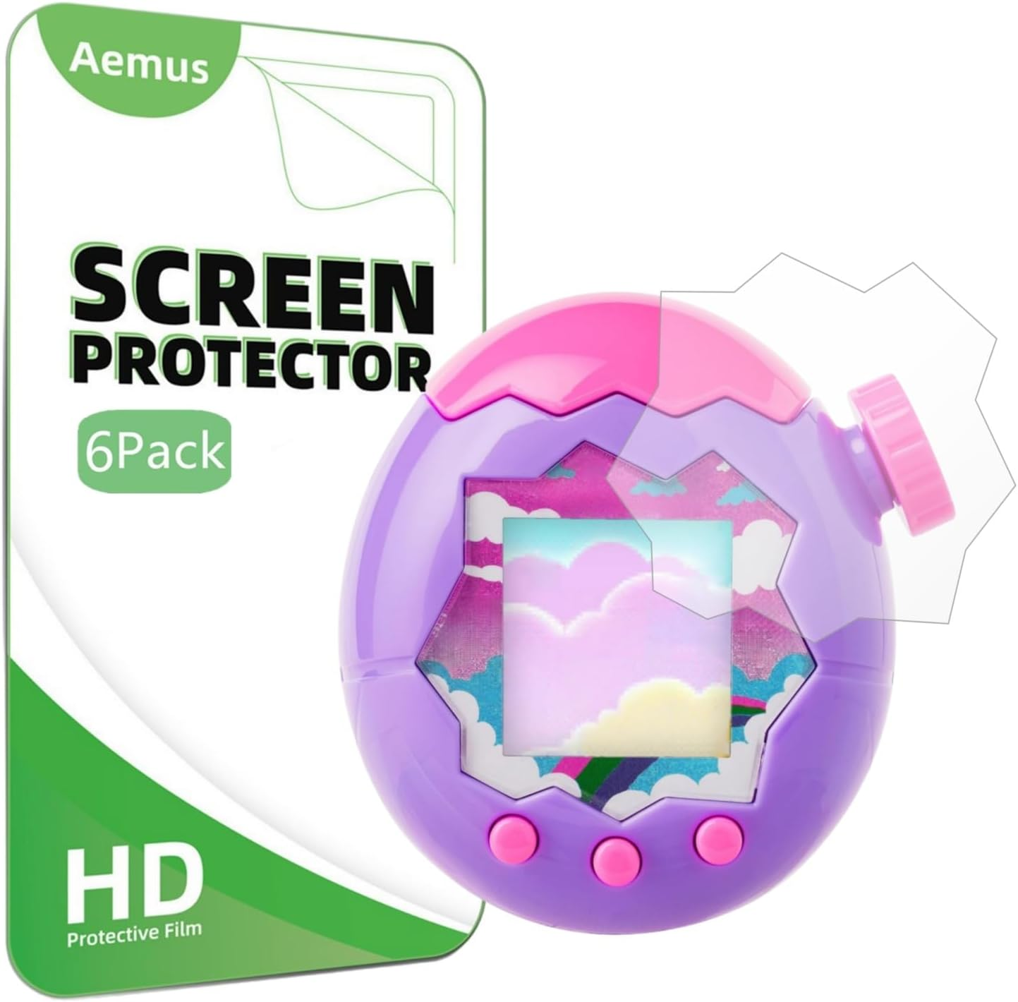 Aemus Screen Protector Compatible for Tamagotchi Paradise, Full Coverage PET Clear Film image number 2