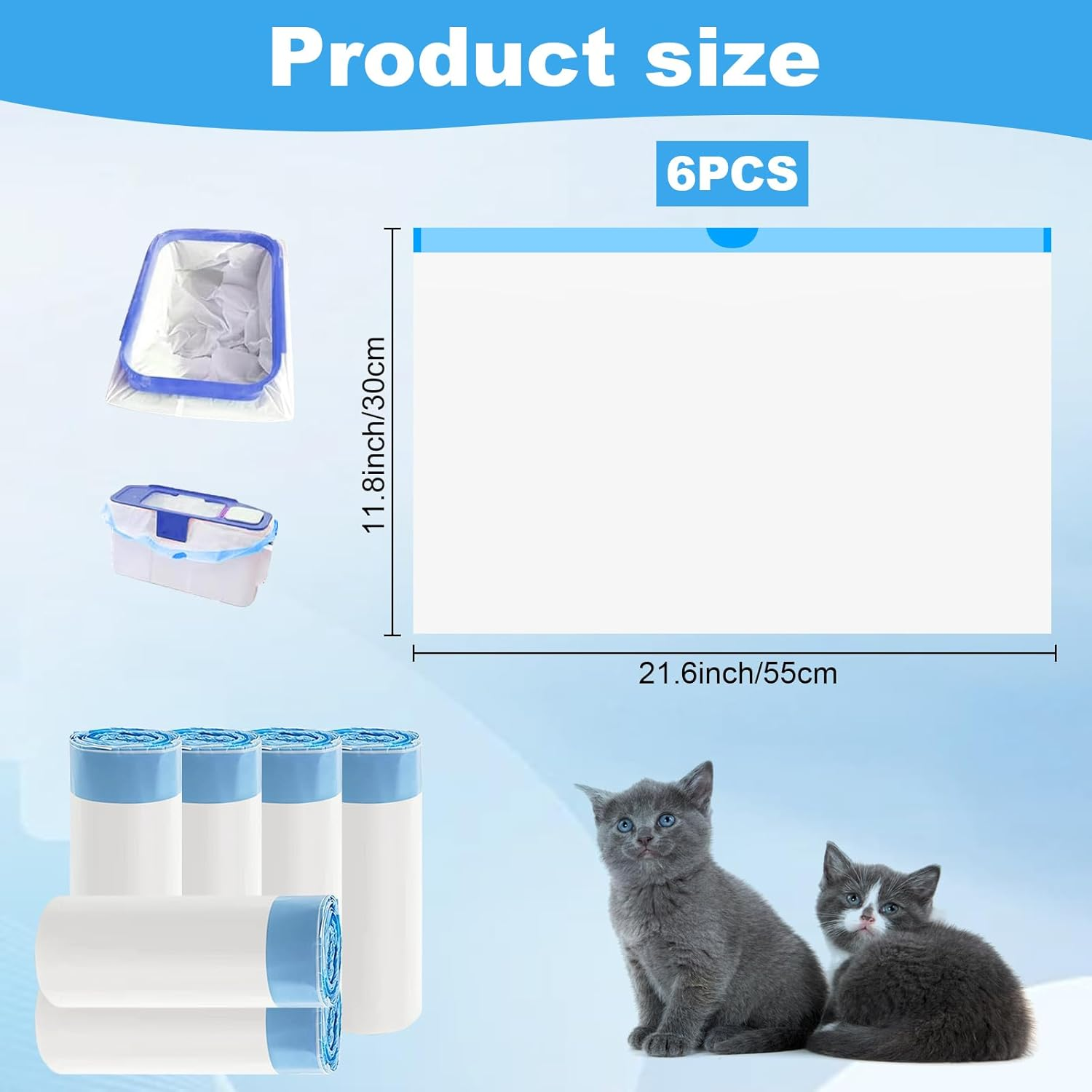 120Pcs PURA X/MAX Self-Cleaning Litter Box Liner Bags,Waste Bags for Purax Puramax,Drawstring Heavy Duty Cat Litter Waste Receptacles Bags image number 2