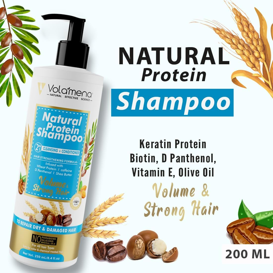 Natural Protein 2 in 1 Hair Shampoo 250 Ml
