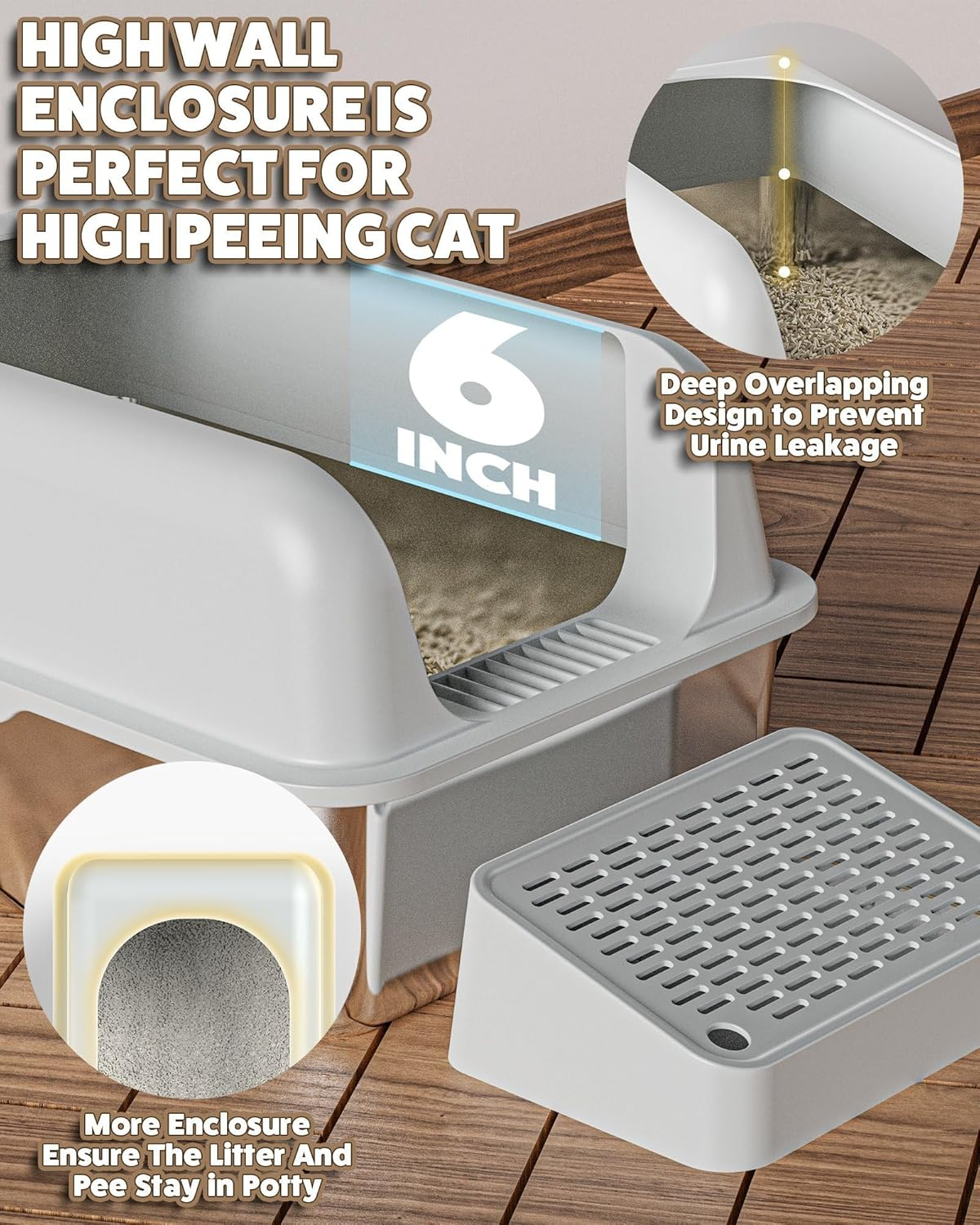 Stainless Steel Litter Box with Lid, Extra Large Cat Litter Box, XL Metal Litter Box for Big Cats with High Wall Slides Enclosure, anti High-Peeing Spraying, Anti-Leakage Non-Sticky Easy to Clean image number 3
