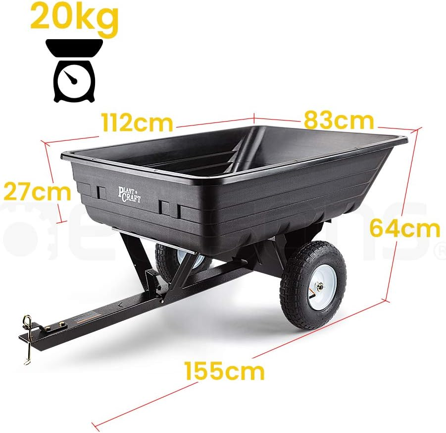 PLANTCRAFT Poly Dump Cart 400Lbs Tow-Behind Heavy-Duty Poly Bed Spring-Loaded, Latching System with Steel Chassis (Not Suitable for Road Use) image number 3
