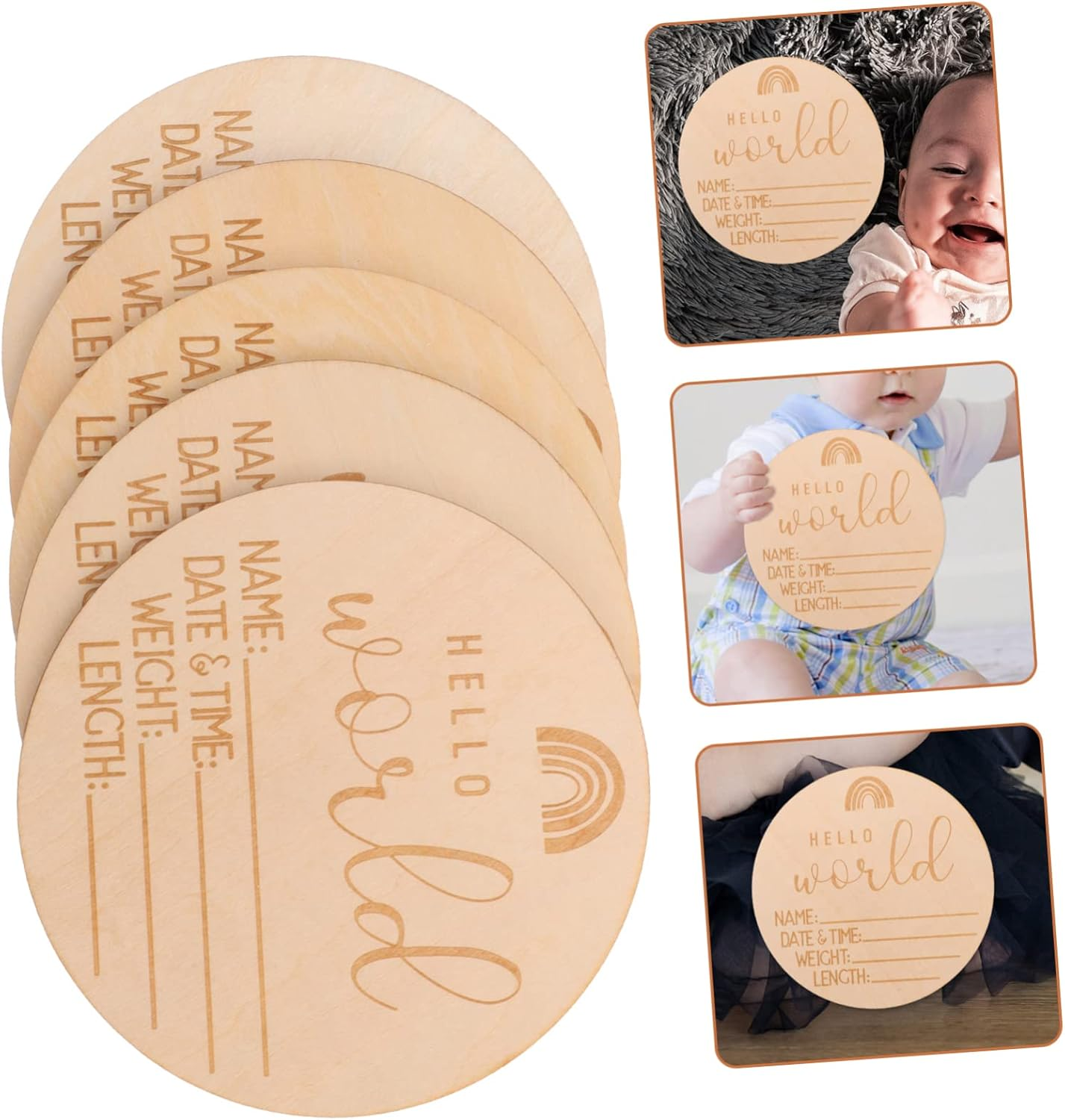5Pcs Newborn Announcement Sign Birth Memory Cards for Monthly Growth Tracking Smooth Edges Photo Props Newborn Shower Present image number 1