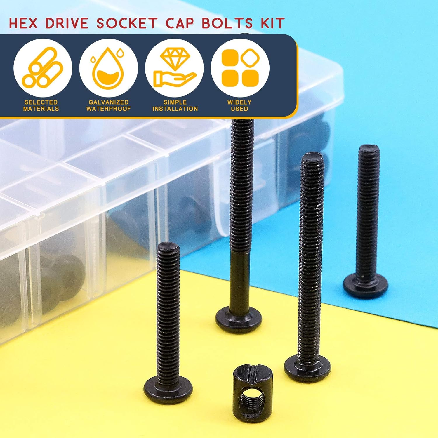 Hilitchi M6 Black Hex Socket Head Screws Bolts Barrel Nuts Hardware Assortment Kit for Crib Baby Bed Furniture Cots and Chair (Assortment Kit-140Pcs) image number 3