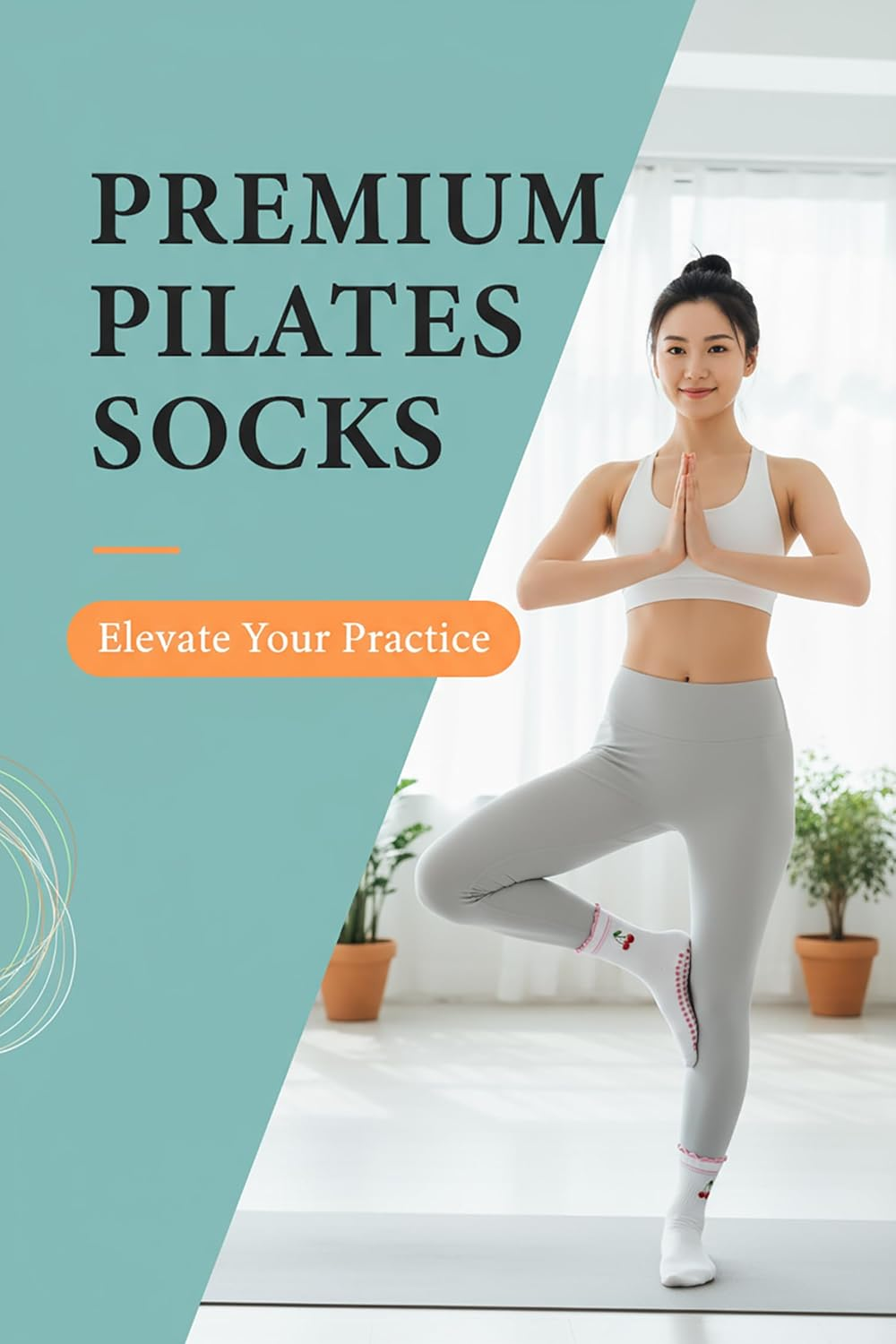 Pilates Socks with Non-Slip Grips Yoga Grippy Barre Workout Athletic Crew Anti-Slip Grip Socks for Women image number 6