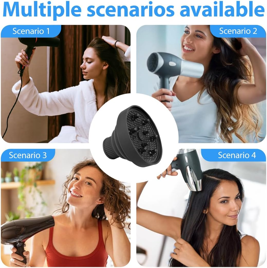 GXGM Diffuser Attachment Hair Dryer with Silicone Attachment, Foldable Hair Dryer Diffuser, Universal Attachment for Curly Hair, a (4-5 Cm) image number 3